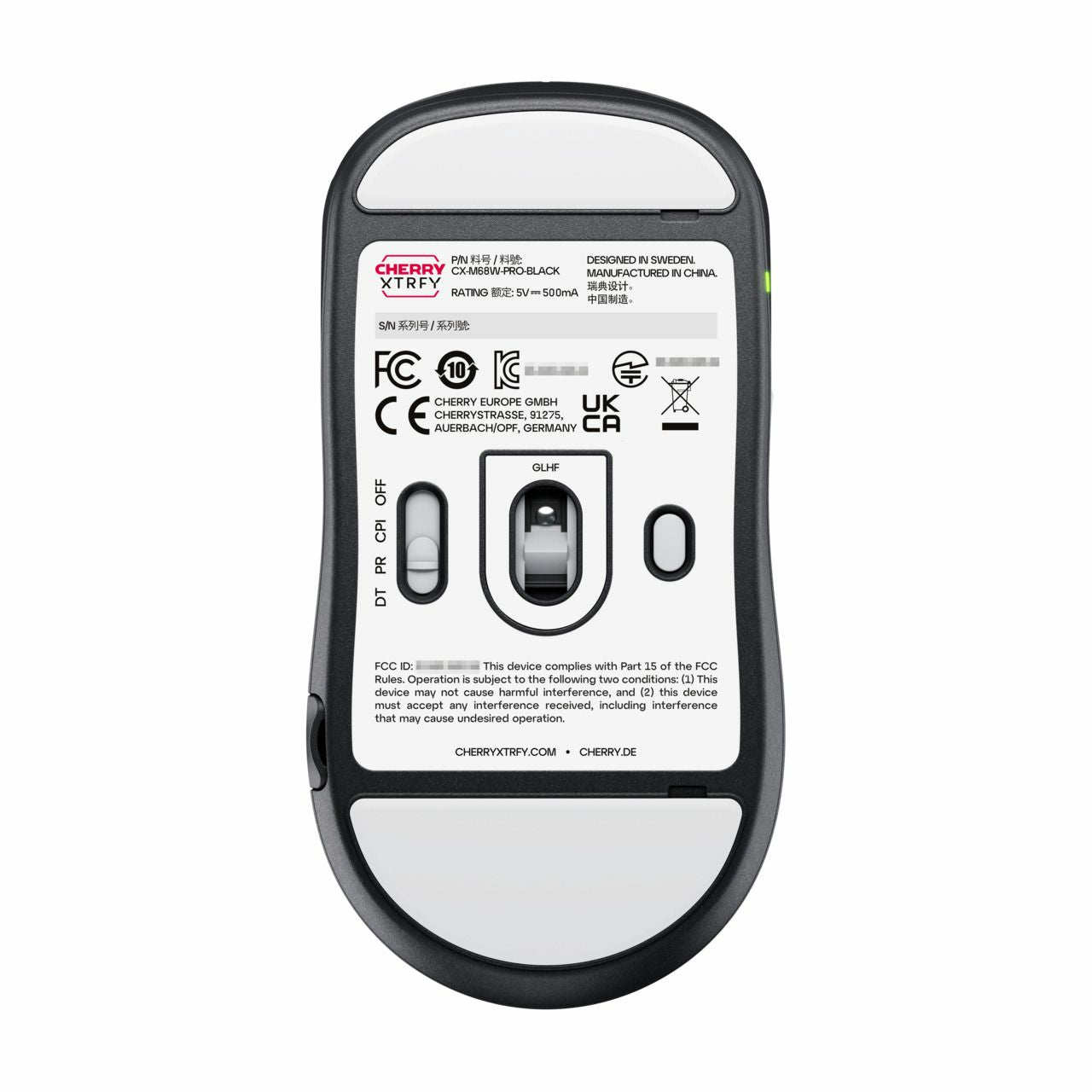 CHERRY XTRFY M68 Pro – Gaming-Maus – Kabellos (2,4 GHz), 26000 DPI, Rechtshänder, Schwarz/Silber
