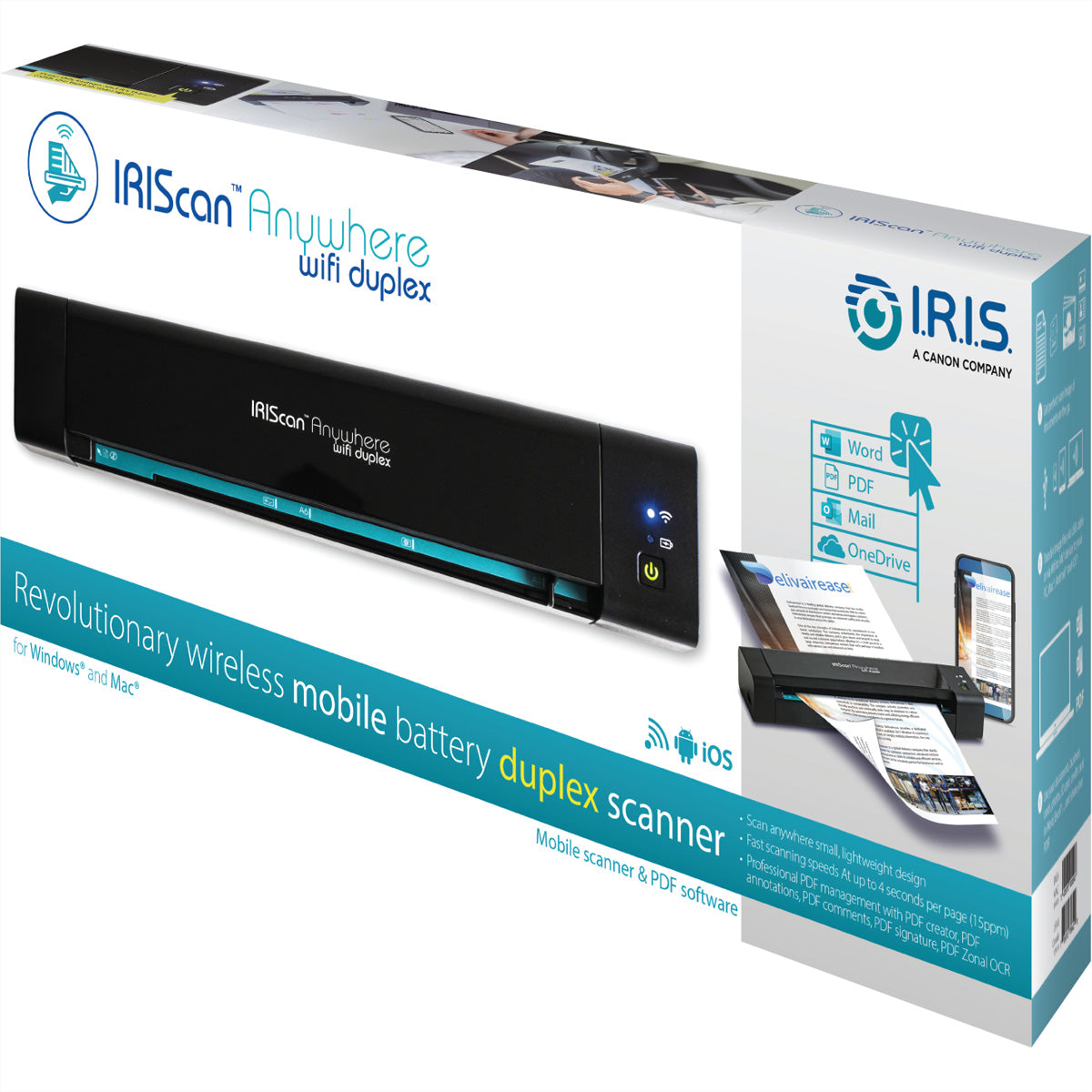 I.R.I.S. IRIScan Anywhere 6 – Mobiler Scanner, A4, 15 ppm, WLAN, 1'200 dpi