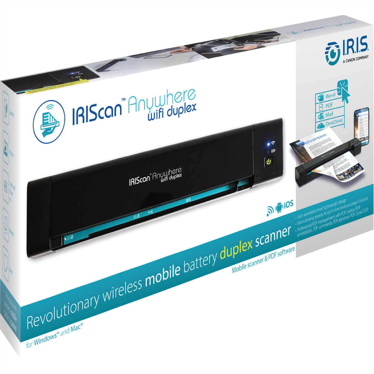 I.R.I.S. IRIScan Anywhere 6 – Mobiler Scanner, A4, 15 ppm, WLAN, 1'200 dpi
