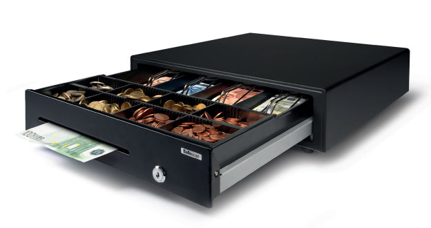 Safescan SD-4141 – Kassenschublade, 4 Scheine/8 Münzen, 410 × 415 × 115 mm, Schwarz