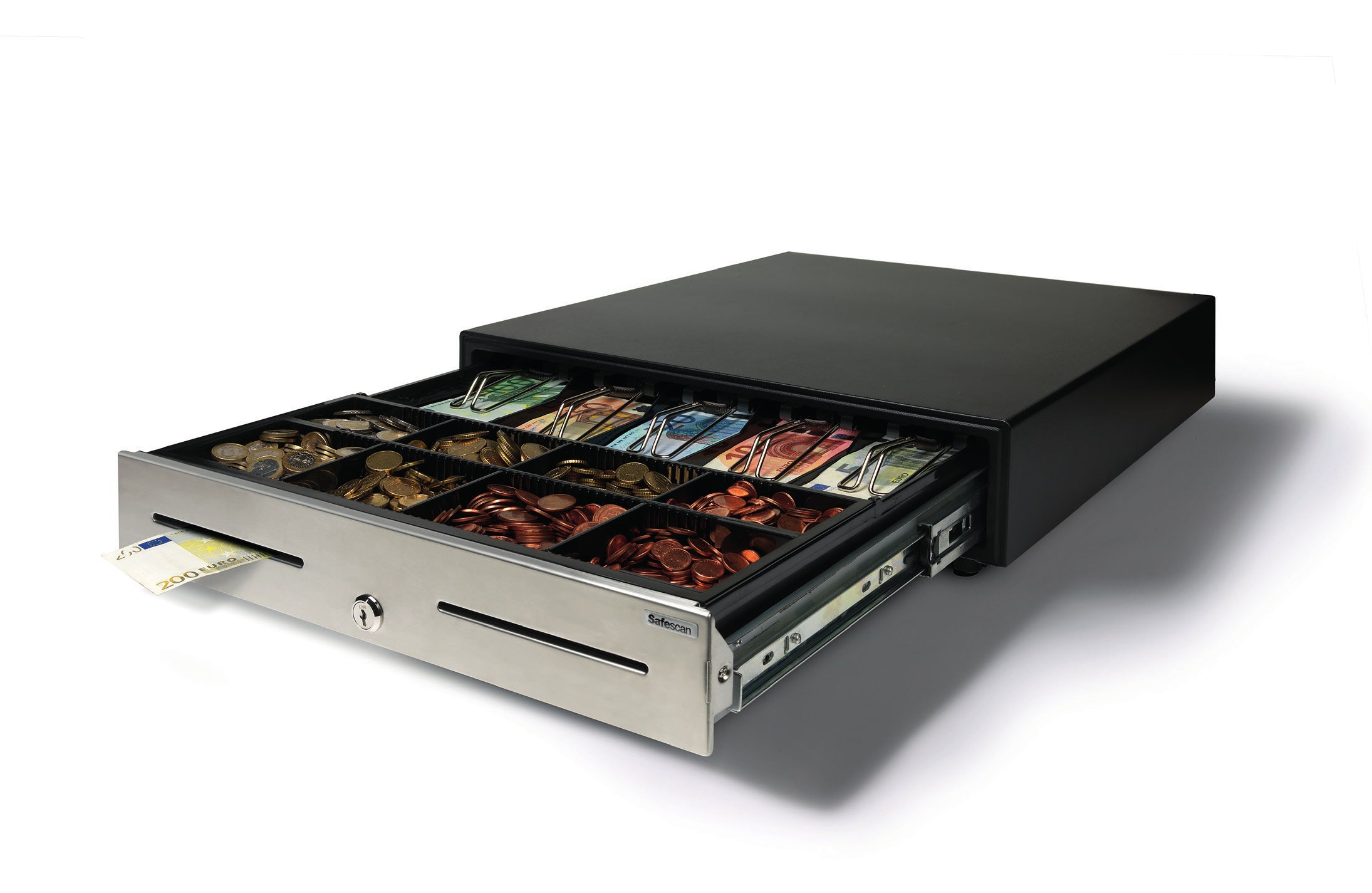 Safescan HD-4646S – Kassenschublade, 5 Banknoten/8 Münzen, 460 × 465 × 115 mm, Schwarz/Silber