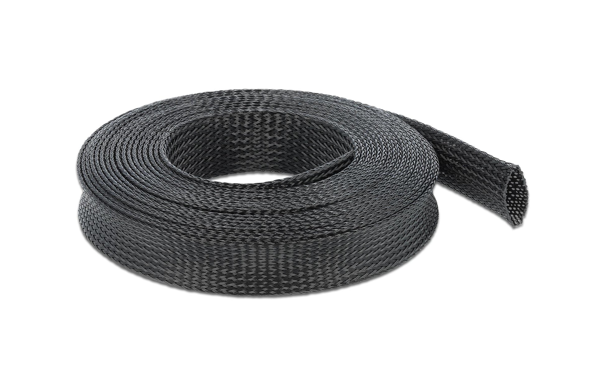 DeLOCK Kabelschlauch, Ø 25 mm × 10 m, dehnbar, selbstschliessend, schneidbar – schwarz