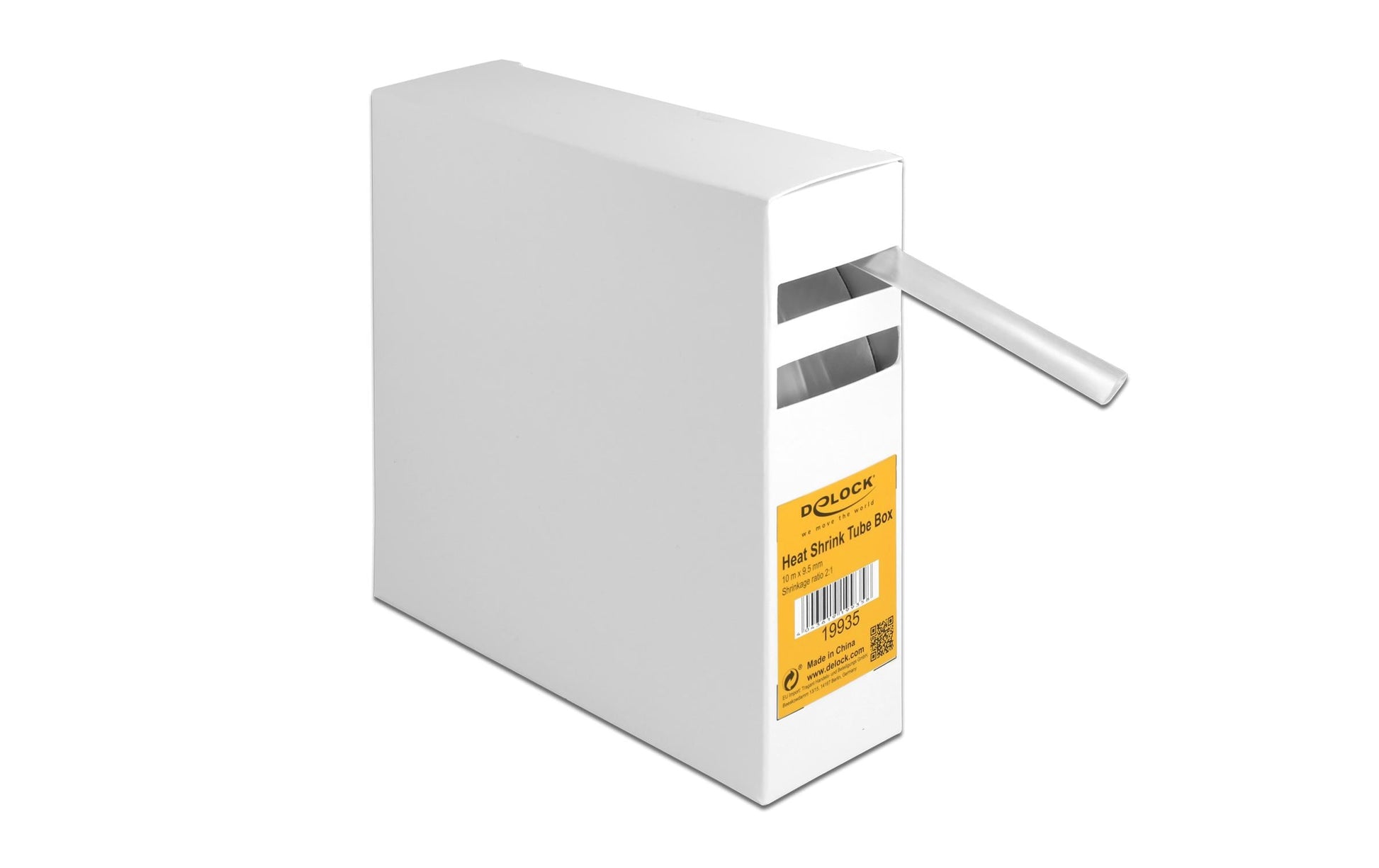 DeLOCK Schrumpfschlauch-Set, Ø 9,5 mm × 10 m, Schrumpfungsrate 2:1, Polyolefin – transparent