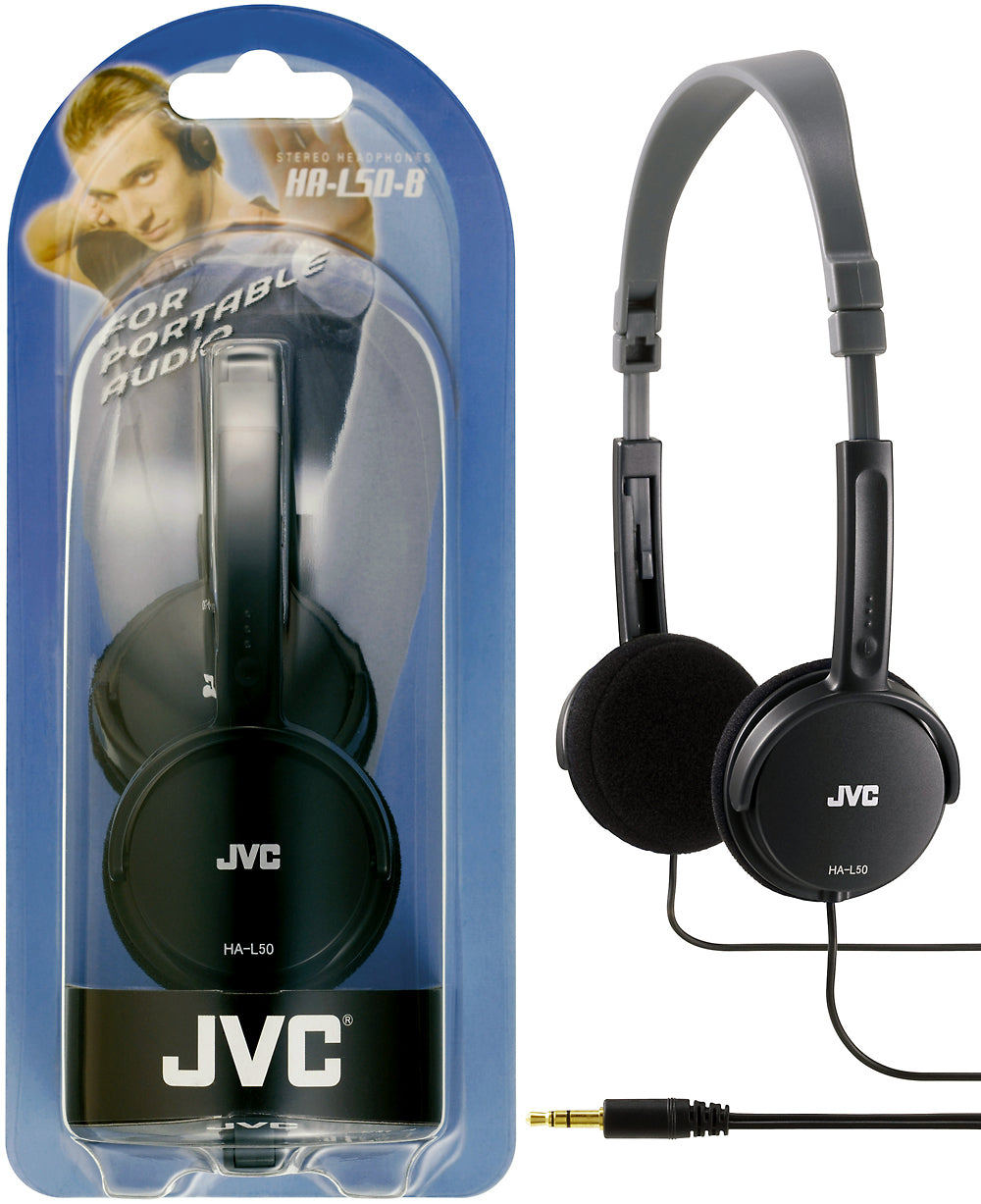 JVC HA-L50 On-Ear Kopfhörer – Stereo, Kabelgebunden, 3,5 mm Klinke, Schwarz