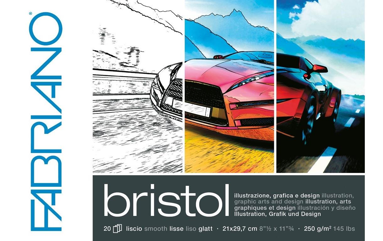 Fabriano Bristol Skizzenblock – A4 – 250 g/m² – 20 Blatt – Weiss, glatt