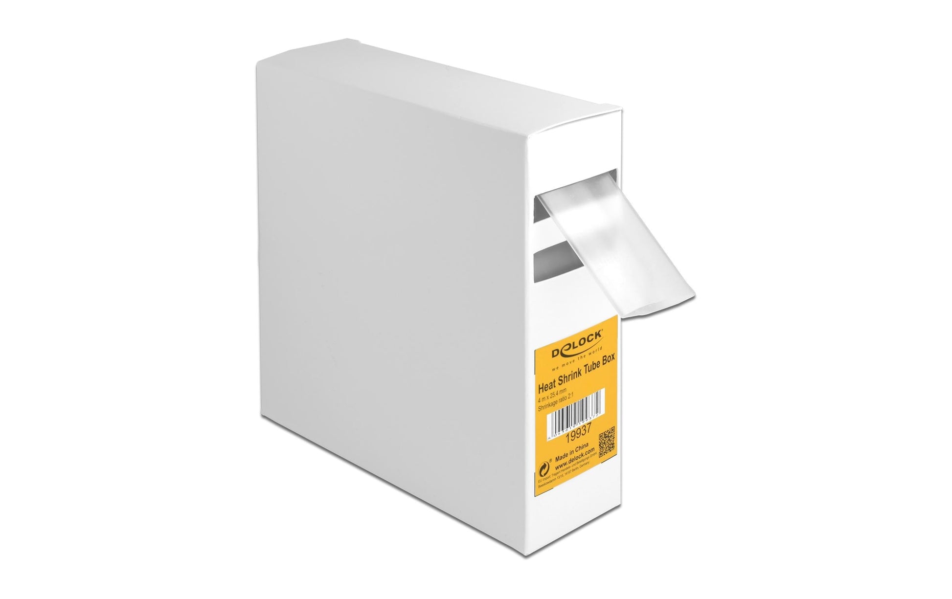 DeLOCK Schrumpfschlauch-Set, Ø 25,4 mm × 4 m, Schrumpfungsrate 2:1 – transparent