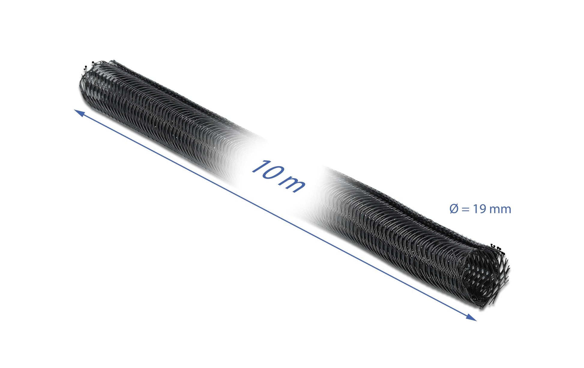 DeLOCK Geflochtener Kabelschlauch – 19 mm × 10,00 m, Polyester, Schwarz, 1er-Pack