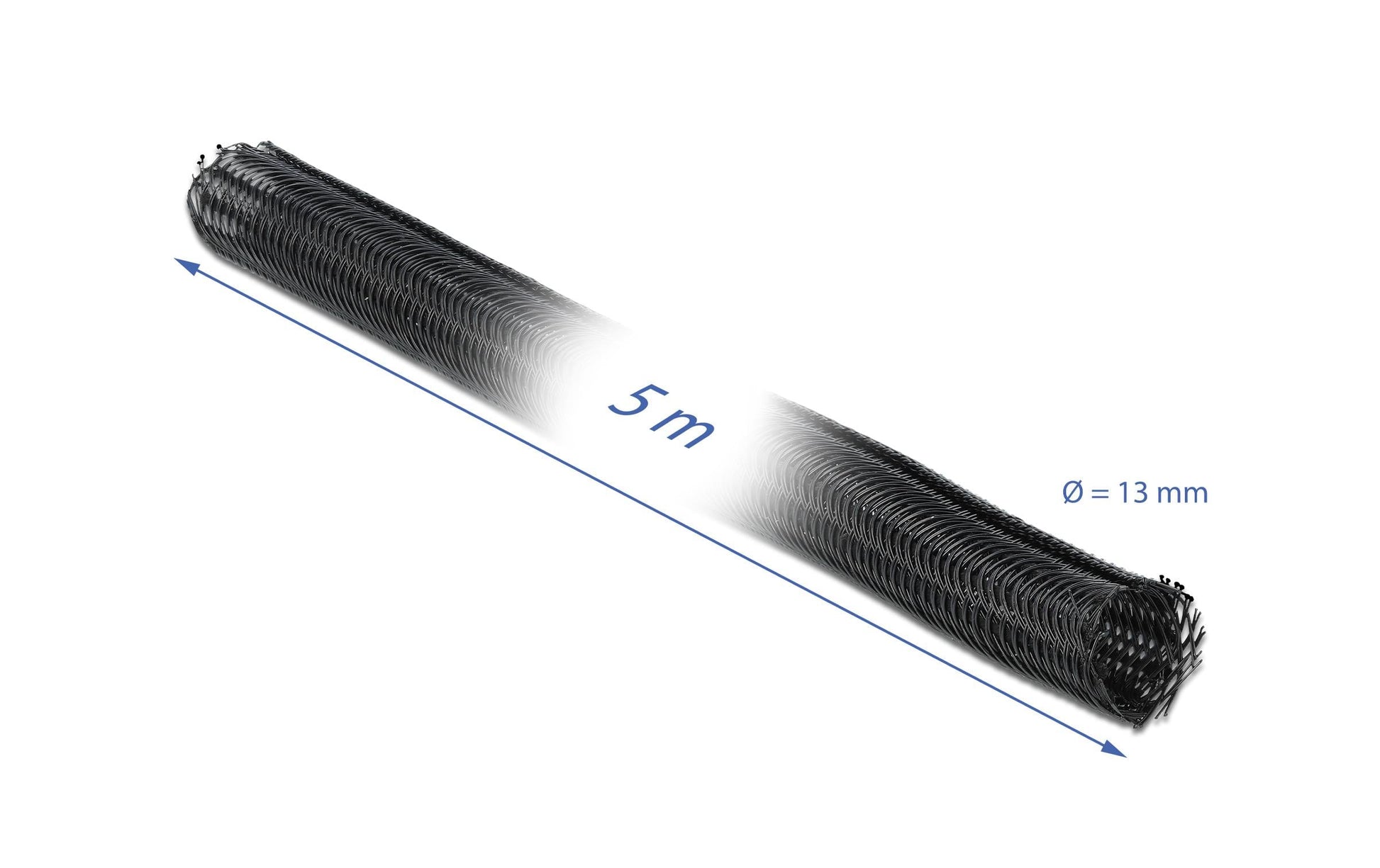DeLOCK Kabelschlauch Ø 13 mm × 5 m, selbstklebend, zuschneidbar – schwarz