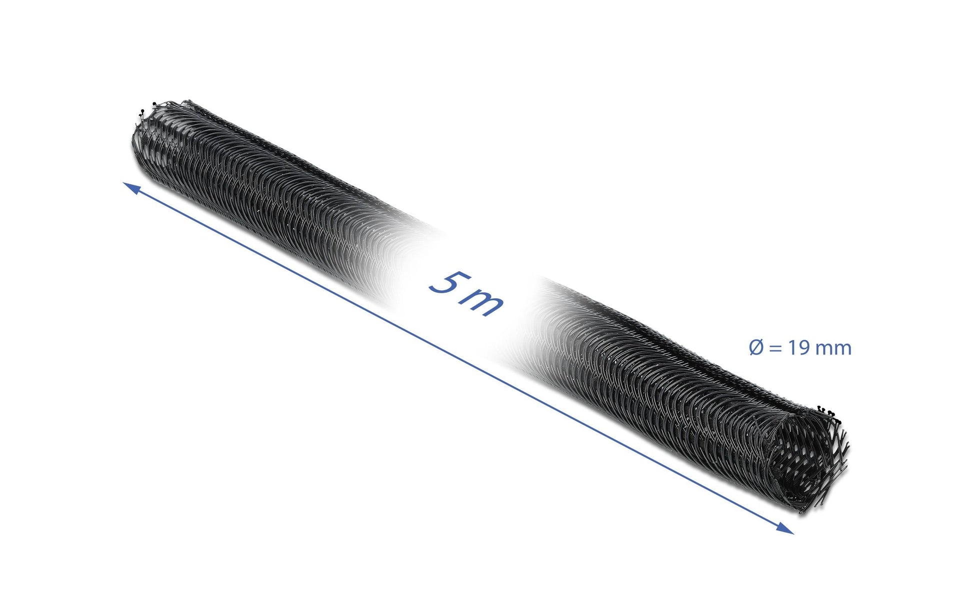DeLOCK Kabelschlauch, Ø 19 mm × 5 m, selbstschliessend, zuschneidbar, hitzebeständig – schwarz