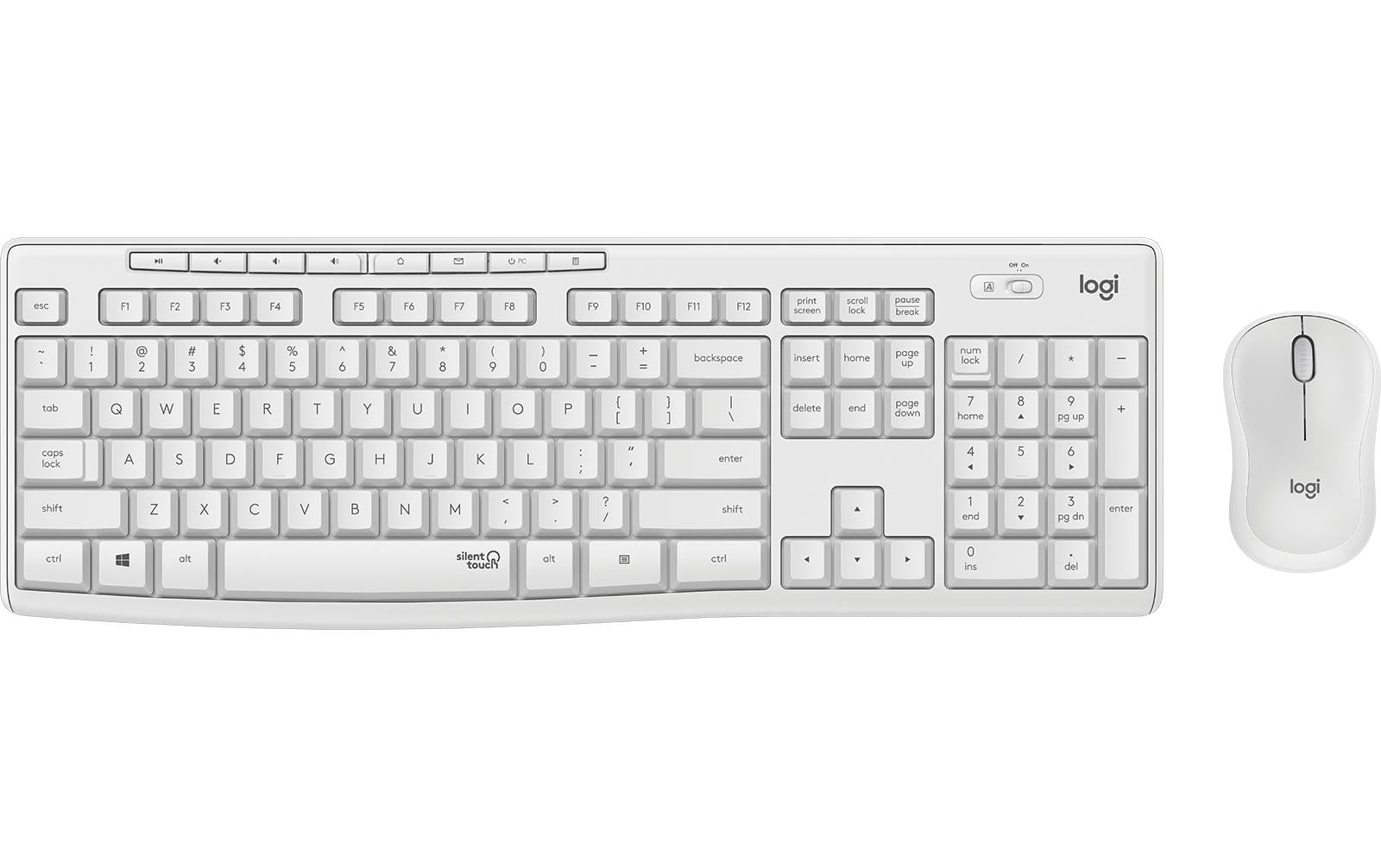 Logitech MK295 Silent Wireless Combo – Tastatur, kabellos (2,4 GHz), CH-Layout (DE-CH), Weiss