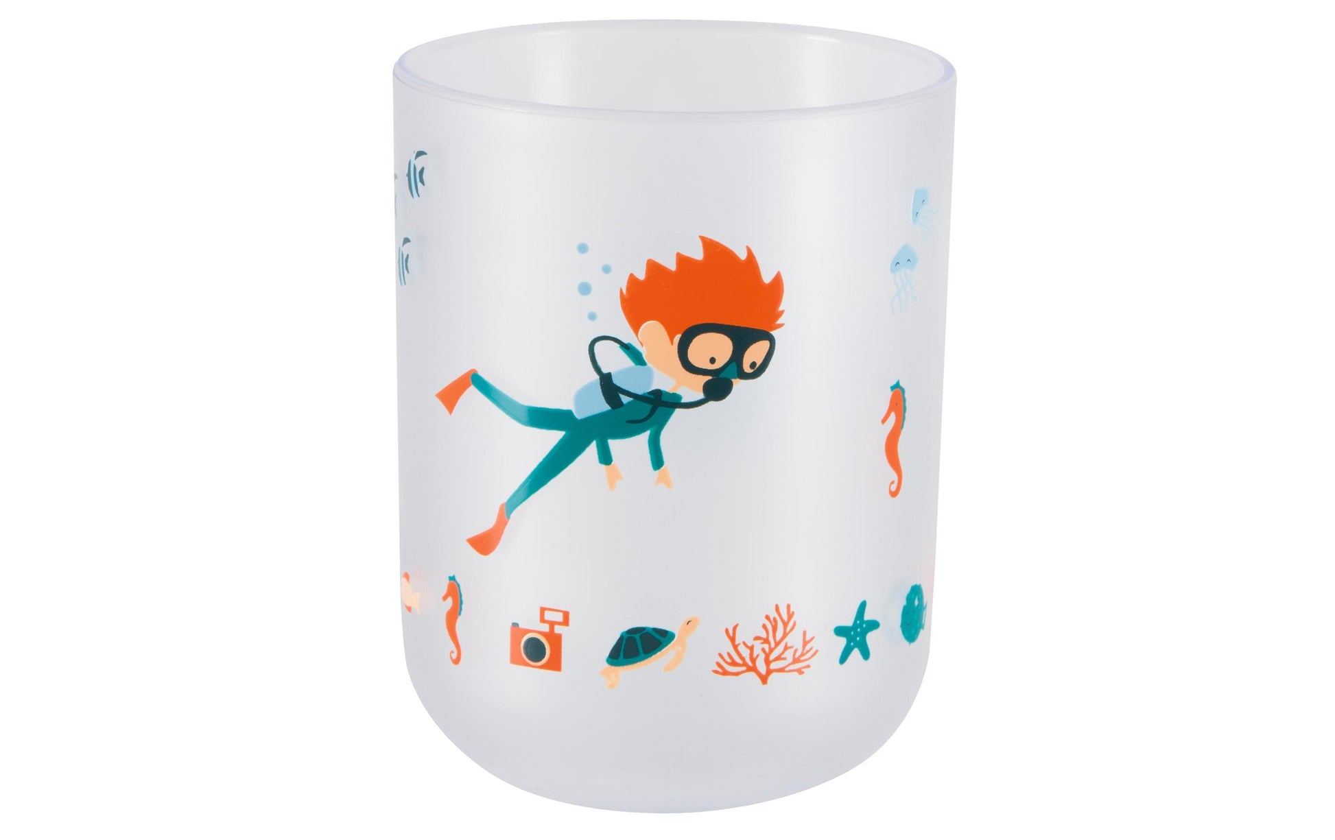 Spirella Zahnbürstenhalter Diver – Ø7,1×9,1 cm, Polystyrol (PS), Blau/Orange