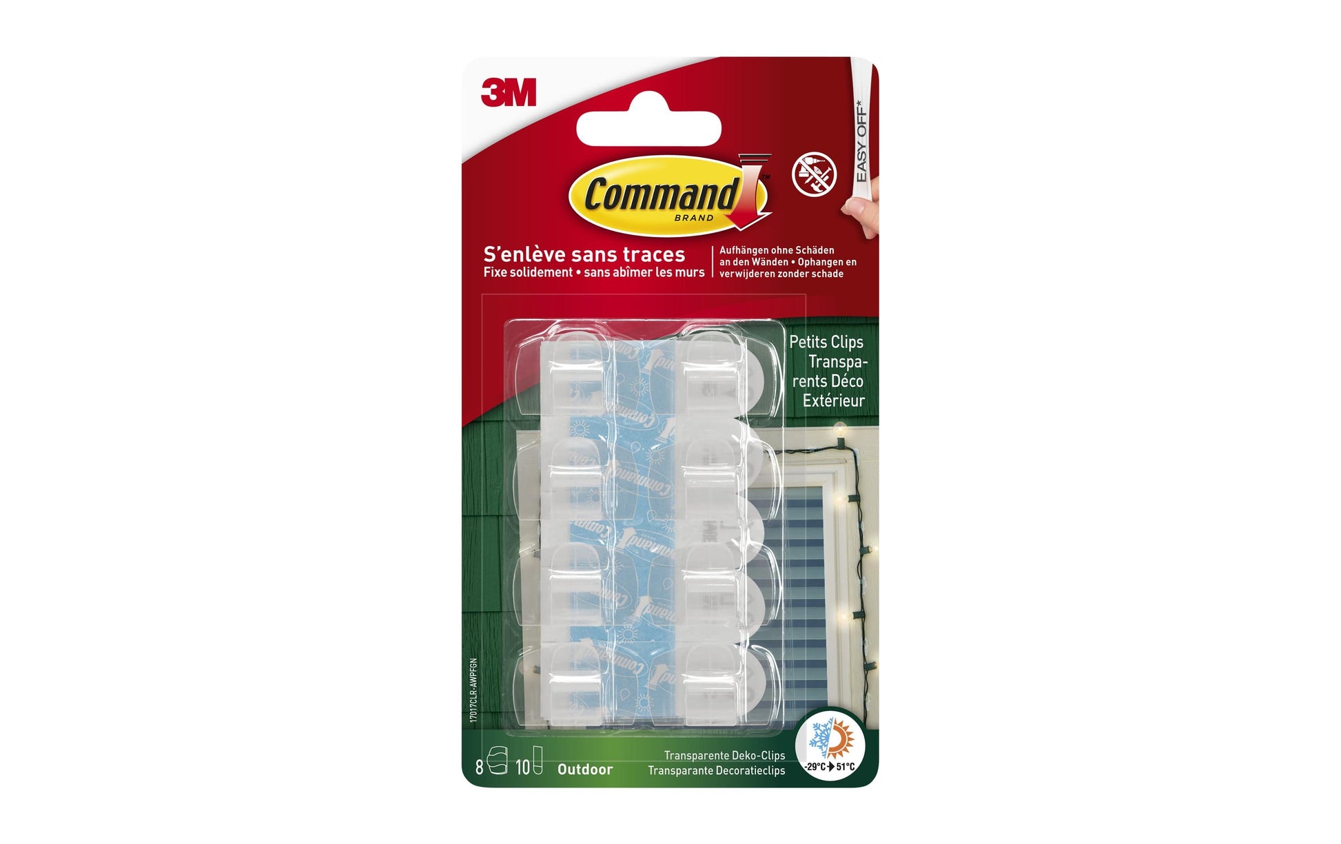Command Deko-Clips – transparent, bis 0,5 kg, 8 Stk., für Aussen