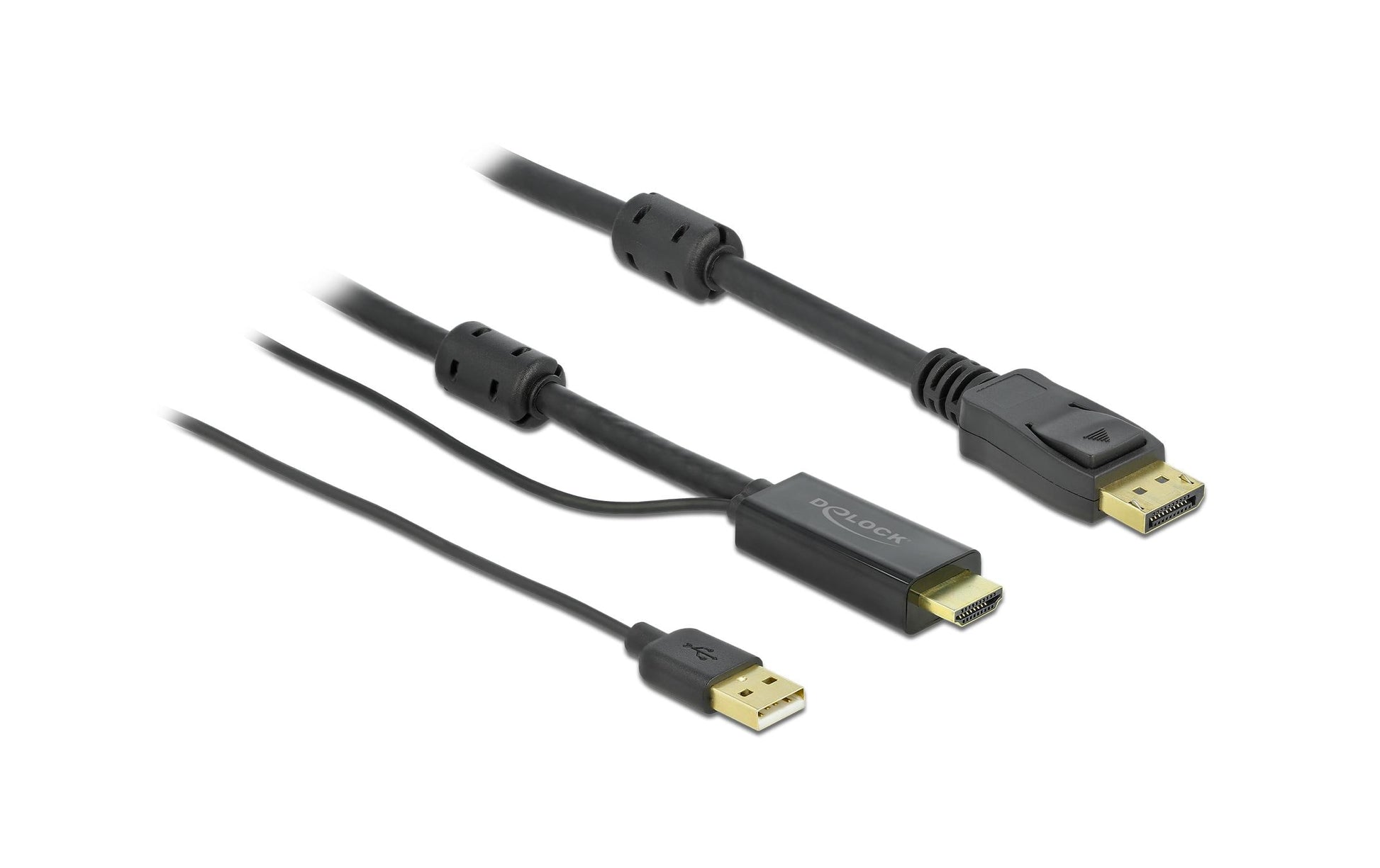 DeLOCK HDMI zu DisplayPort Kabel – 4K (3840 × 2160) @ 30 Hz, 1 m, DisplayPort 1.2, USB-A Stromversorgung