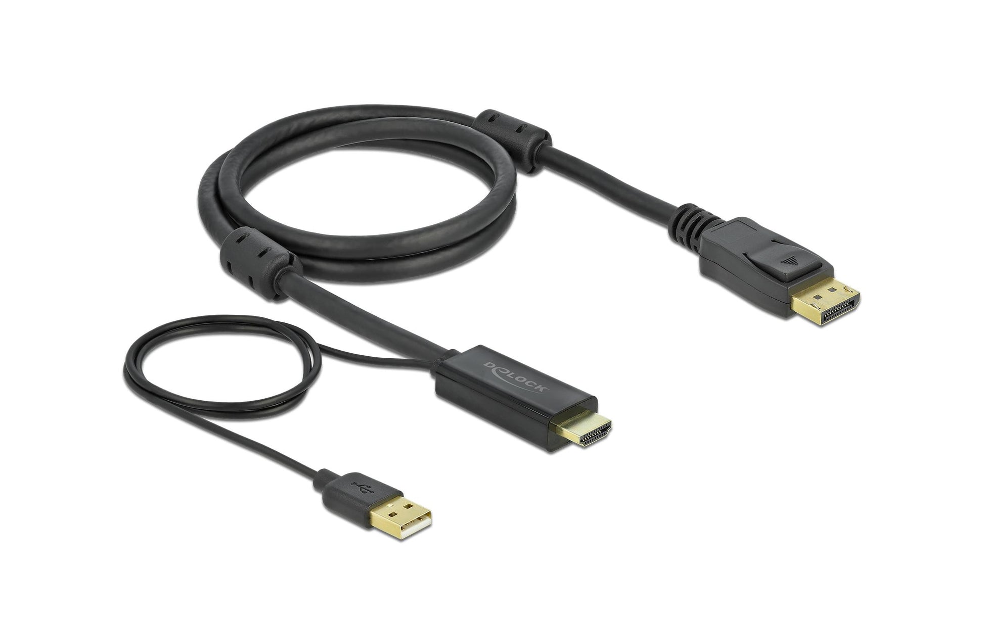 DeLOCK HDMI zu DisplayPort Kabel – 4K (3840 × 2160) @ 30 Hz, 1 m, DisplayPort 1.2, USB-A Stromversorgung