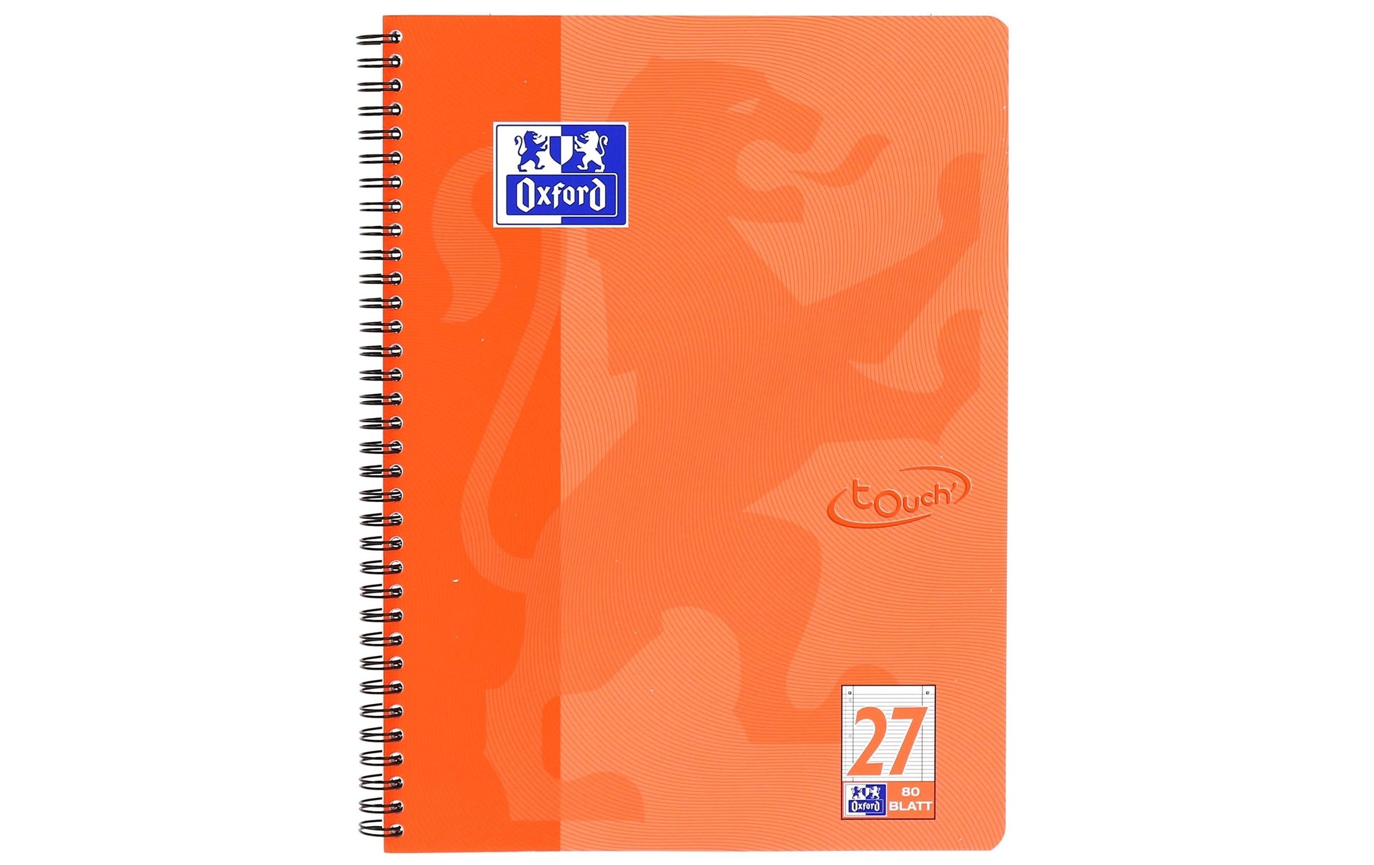 Oxford Collegeblock Touch, Karton, 80 Blatt, 4-fach gelocht, perforiert, 90 g/m² – Koralle, für SCRIBZEE App