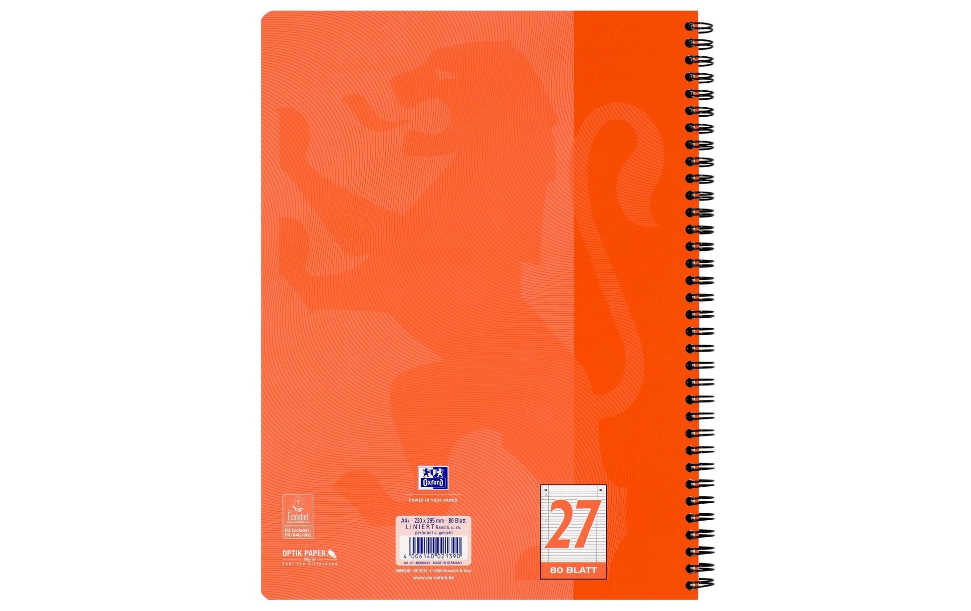 Oxford Collegeblock Touch, Karton, 80 Blatt, 4-fach gelocht, perforiert, 90 g/m² – Koralle, für SCRIBZEE App
