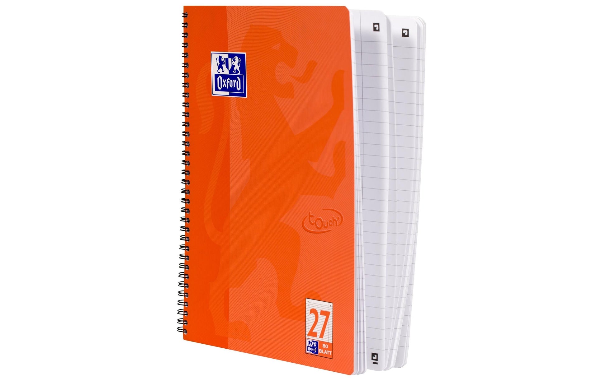 Oxford Collegeblock Touch, Karton, 80 Blatt, 4-fach gelocht, perforiert, 90 g/m² – Koralle, für SCRIBZEE App