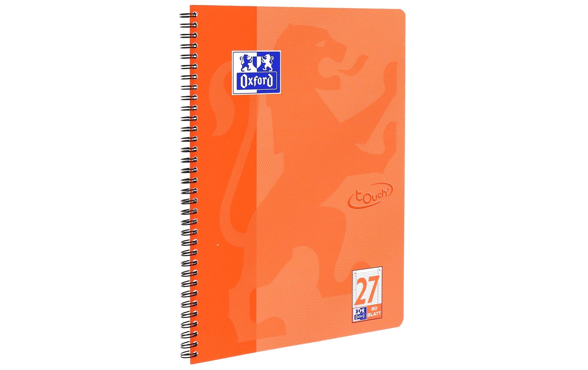 Oxford Collegeblock Touch, Karton, 80 Blatt, 4-fach gelocht, perforiert, 90 g/m² – Koralle, für SCRIBZEE App