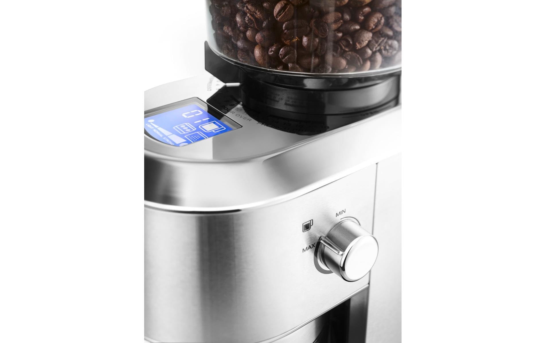 De’Longhi De'Longhi Kaffeemühle Dedica KG521.M – Kegelmahlwerk, 350 g, 150 W, LCD-Display, Silber