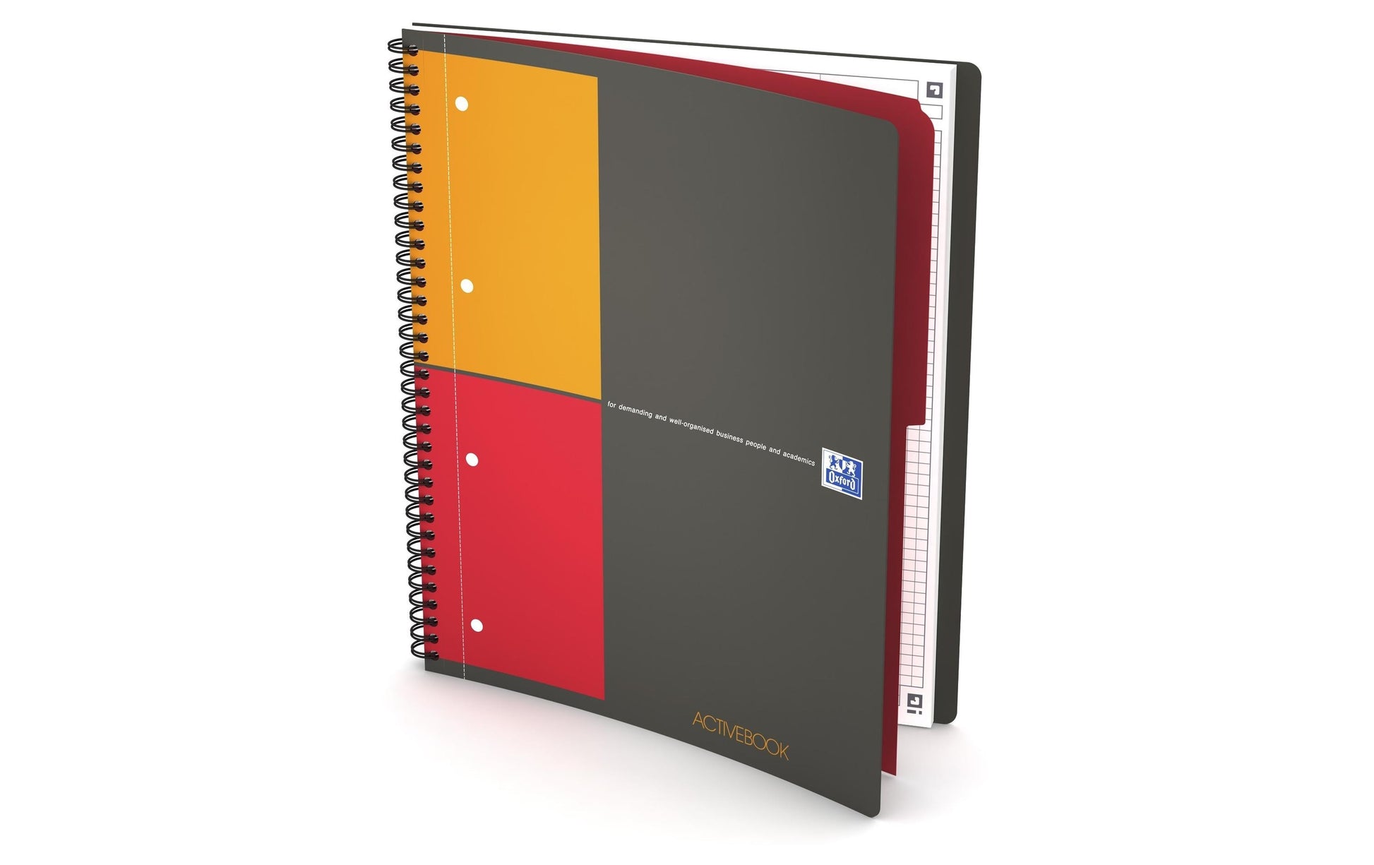 Oxford Collegeblock, Spiralbindung, 80 Blatt, 4-fach gelocht, perforiert, 80 g/m² – Grau, für SCRIBZEE App