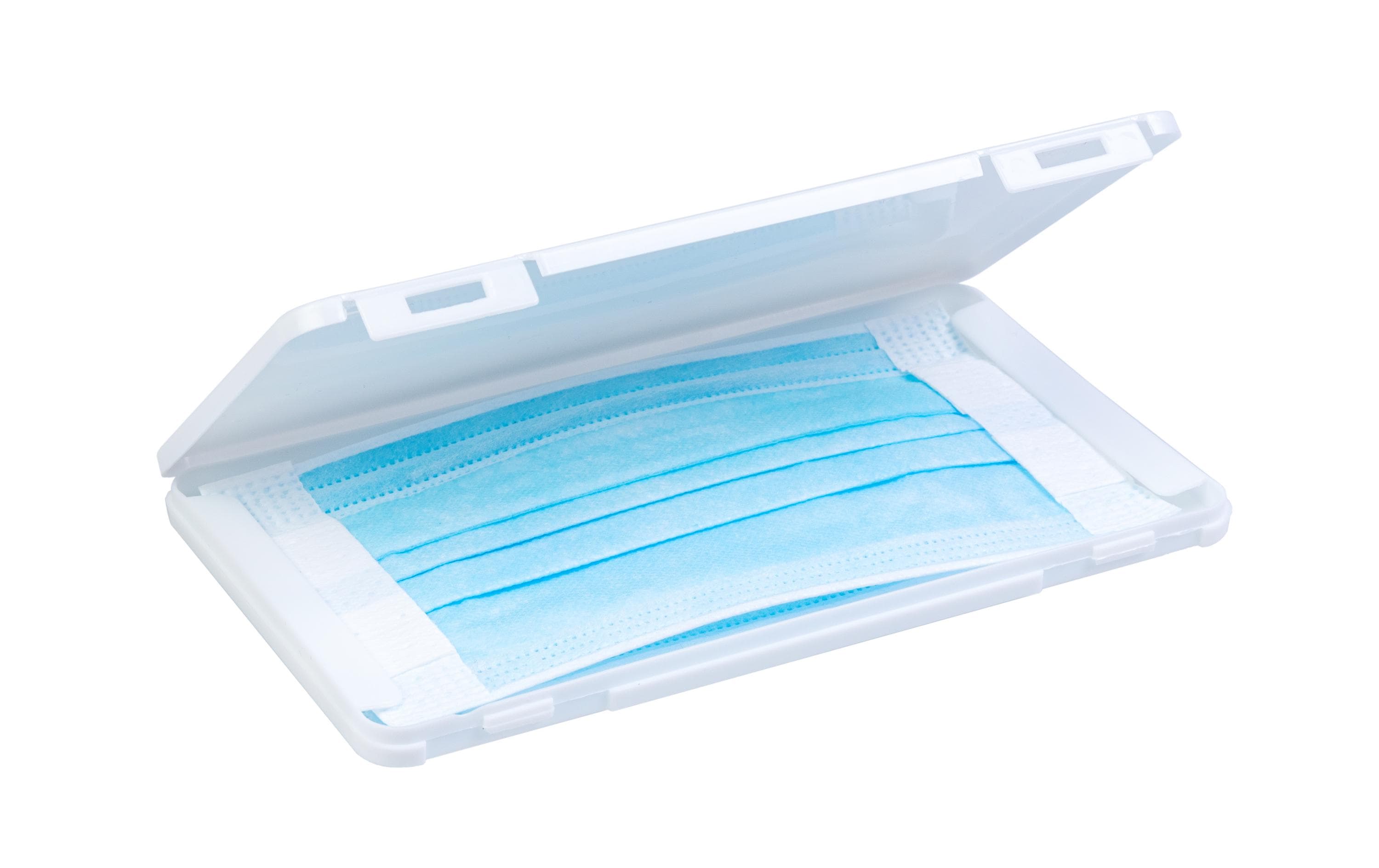 Ftm Maskenbox – für Hygienemasken – 19 × 1,2 × 11 cm – weiss – Kunststoff