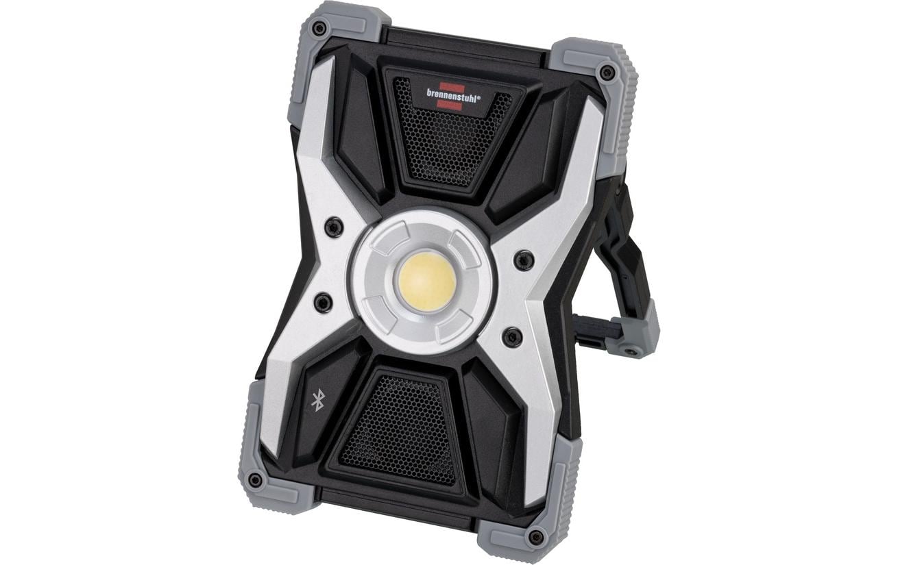 Brennenstuhl Arbeitsstrahler – Akkubetrieb – Bluetooth – mit Lautsprecher, dimmbar – Schwarz – Metall