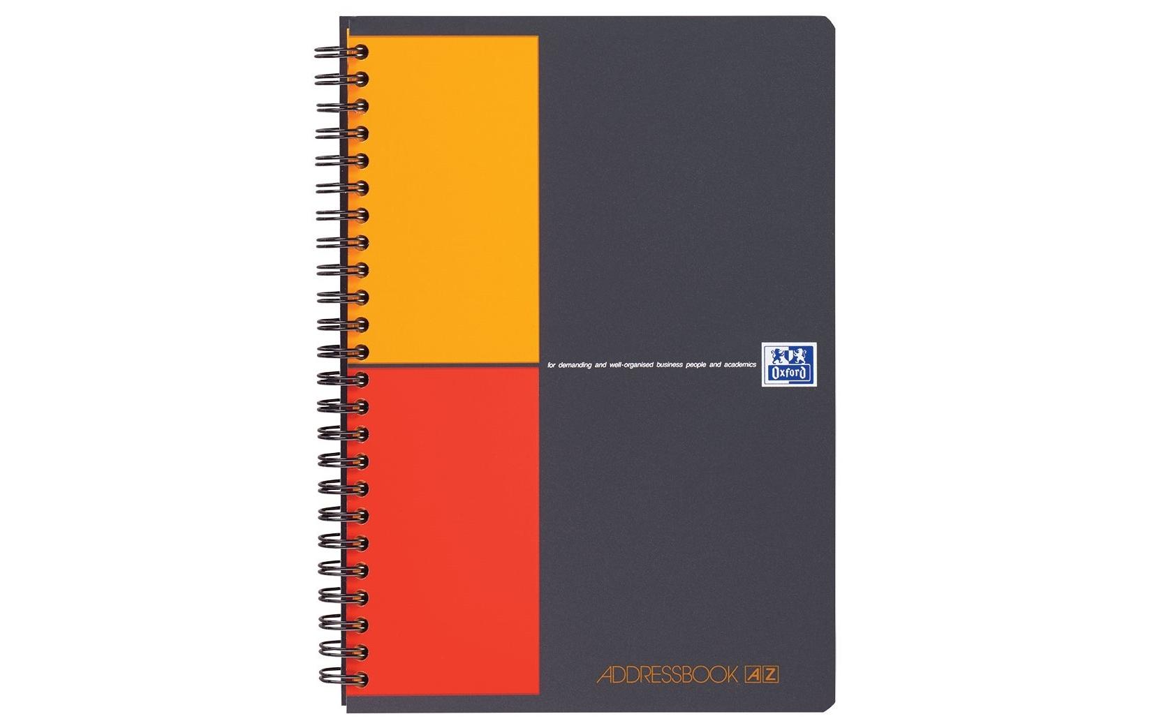 Oxford Adressbuch A5, Spiralbindung, Softcover, 72 Seiten, 80 g/m² – Grau