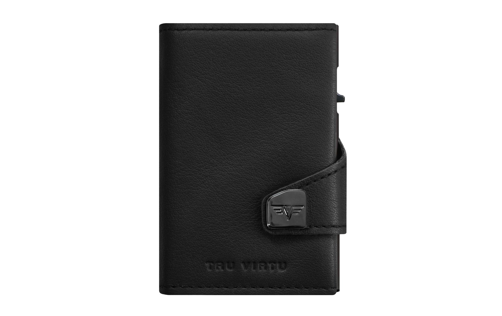TRU VIRTU Kartenetui – RFID-Schutz – 99×67×21 mm – Aluminium, Leder – Schwarz – 1 Stk.