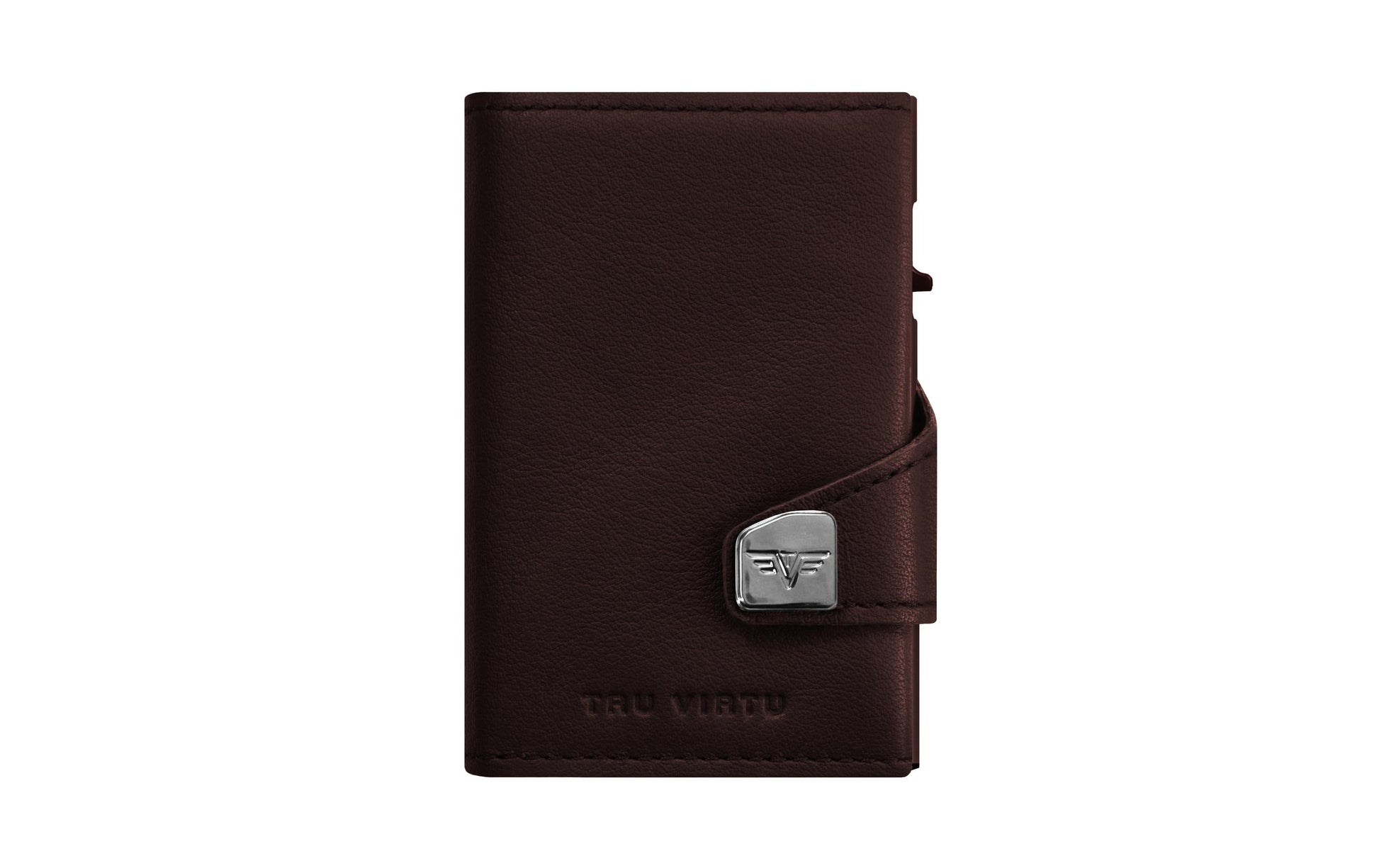 Tru Virtu – Kartenetui Click & Slide – RFID-Schutz, 5 Kartentaschen, Münzfach – 99×67×21 mm – Braun