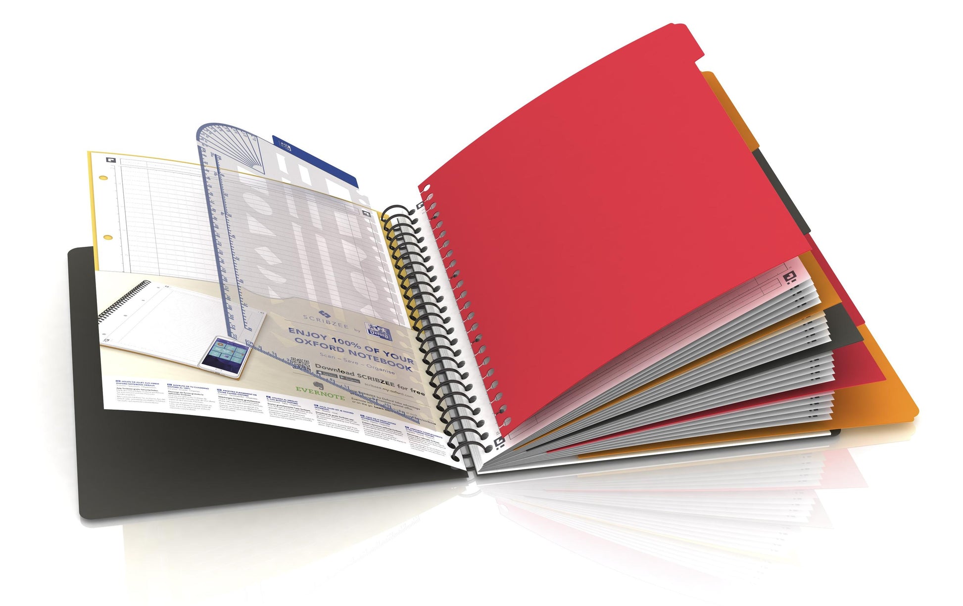 Oxford Collegeblock, 80 Blatt, 4-fach gelocht, perforiert, 80 g/m² – Schwarz, für SCRIBZEE App