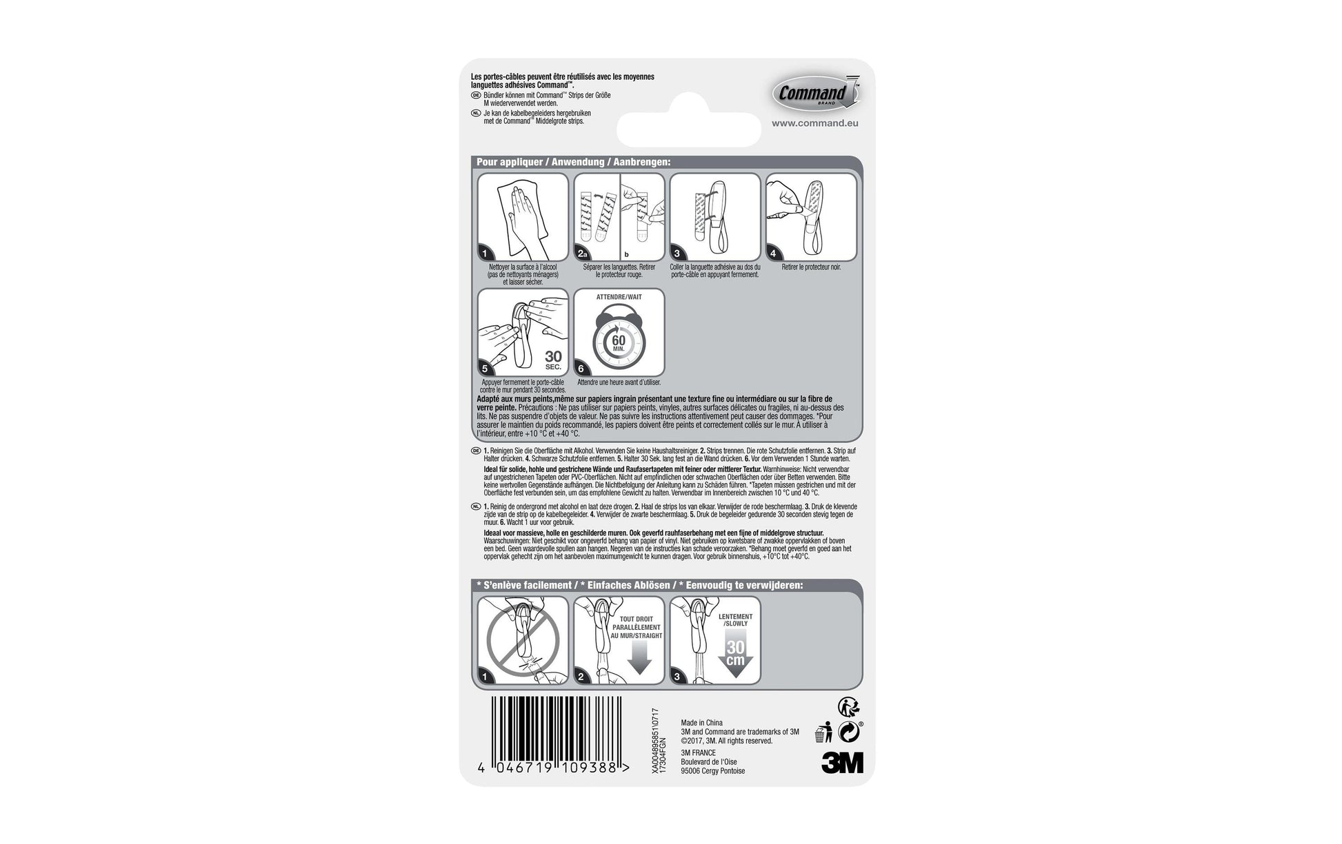 3M Kabelbinder, 50×2 mm, 2 Stk., selbstklebend, Tragkraft 1 kg – weiss