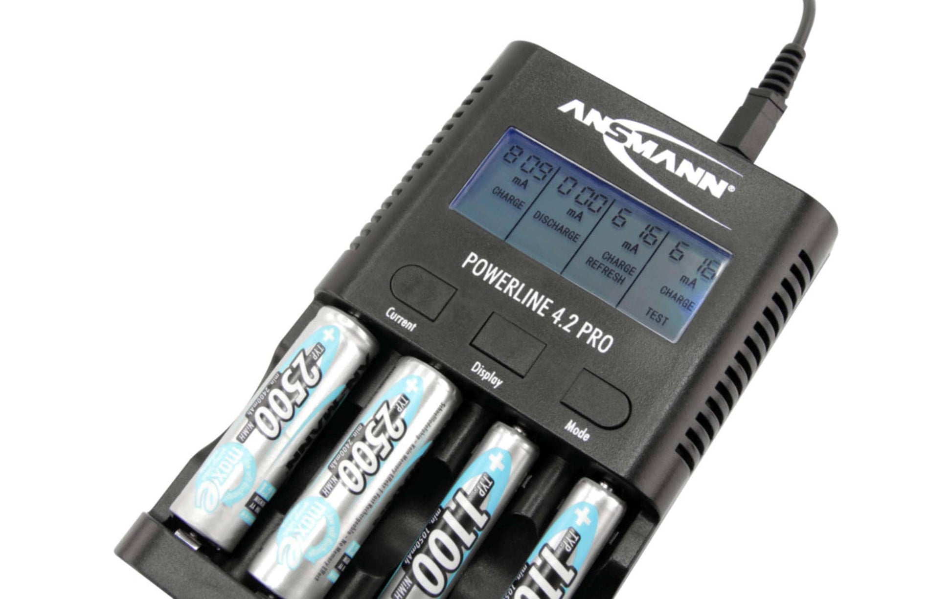 Ansmann Powerline 4.2 Pro Ladegerät – 5 W, 1× USB, mit LCD-Display – für AA, AAA (NiMH)
