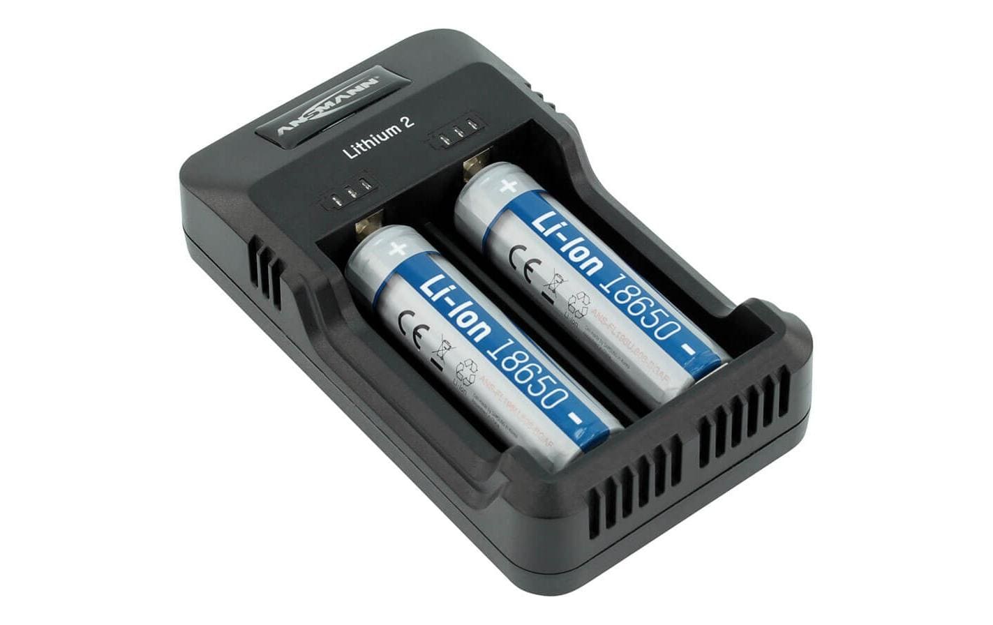 Ansmann Lithium 2 Ladegerät – LED-Anzeige, unabhängige Ladeplätze – für AA, AAA, 26650 und andere
