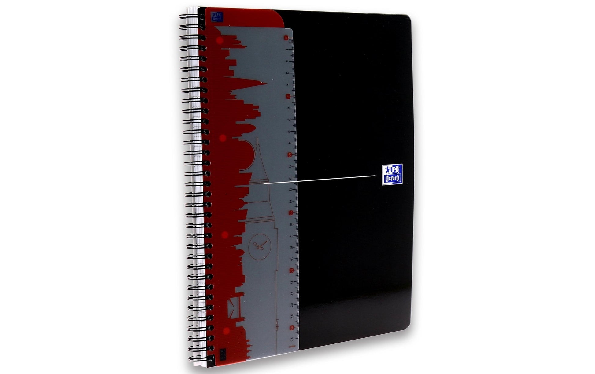 Oxford Collegeblock, liniert, Spiralbindung, Karton, 70 Blatt, perforiert, 4-fach gelocht, 90 g/m² – schwarz