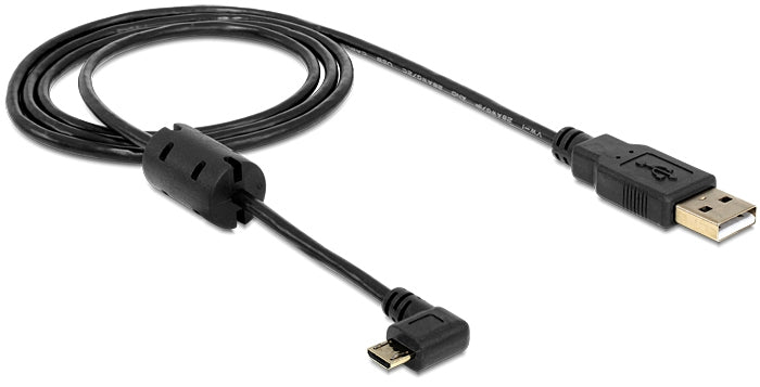 DeLOCK USB-A auf Micro-USB-B (abgewinkelt) Kabel – USB 2.0 (480 Mbit/s) – 1 m – Goldstecker – Schwarz