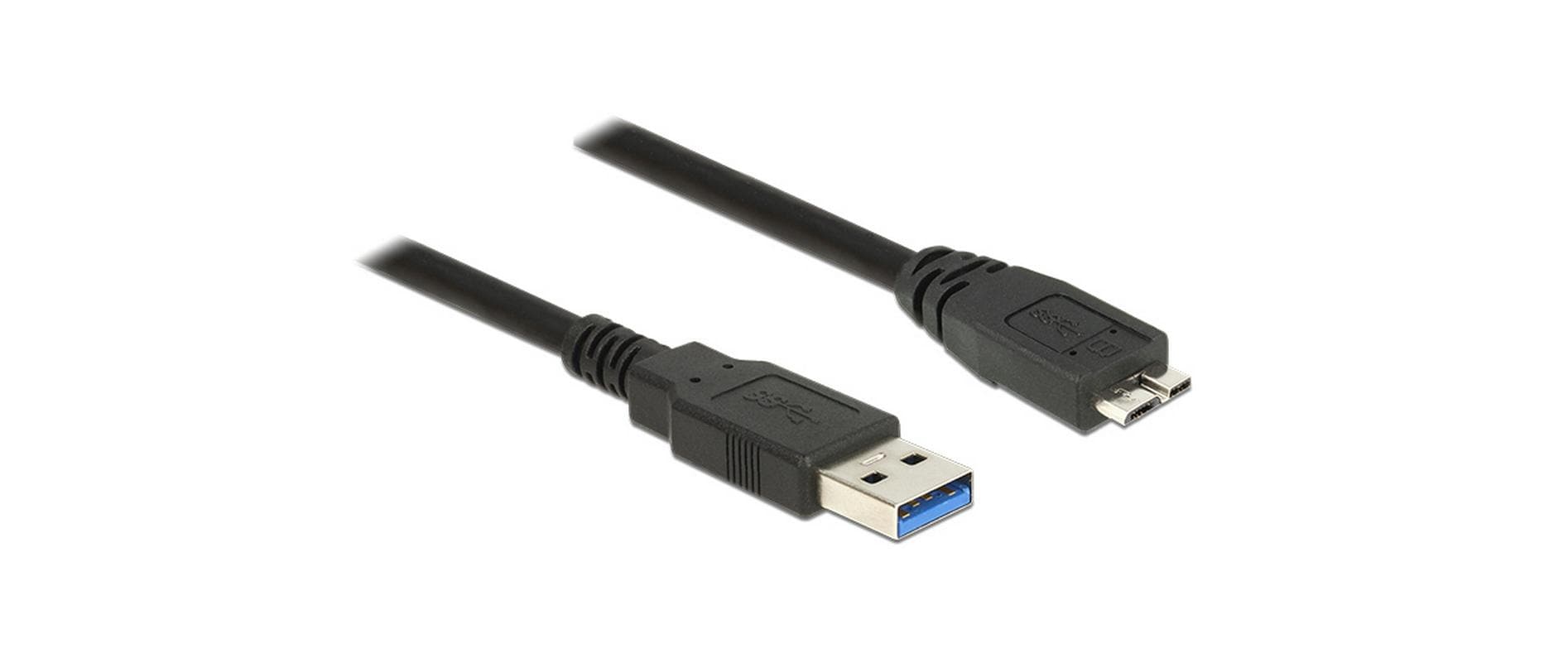 DeLOCK USB-A auf Micro-USB-B Kabel – USB 3.2 Gen 1 (5 Gbit/s) – 2 m – Goldstecker – Schwarz