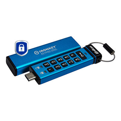 Kingston Technology Kingston IronKey Keypad 200C USB-Stick – 64 GB, USB-C, FIPS 140-3 Level 3 (ausstehend); AES-256