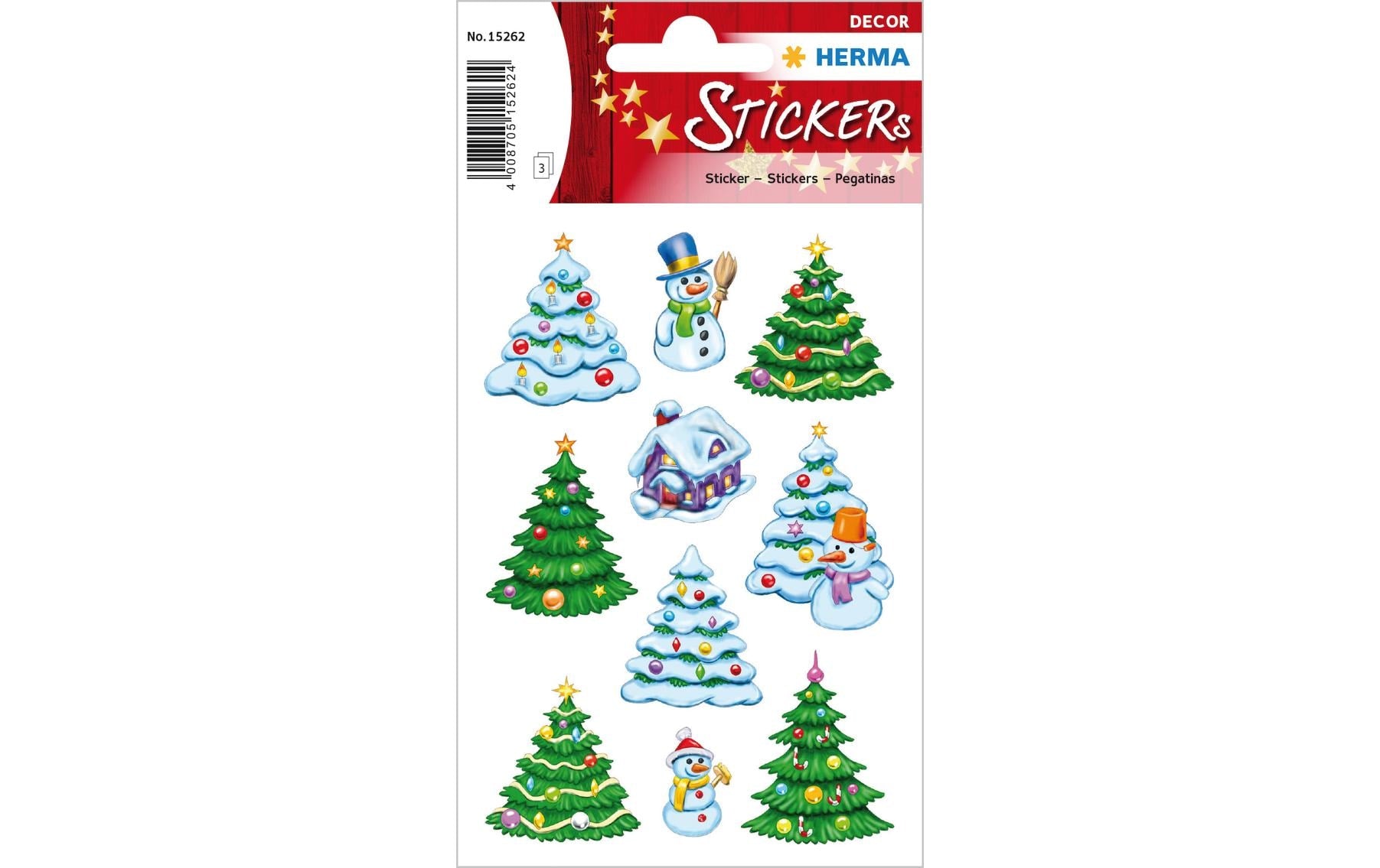 HERMA Schmucketiketten – Weihnachtswinterwald – 30 Stück – permanent – mehrfarbig