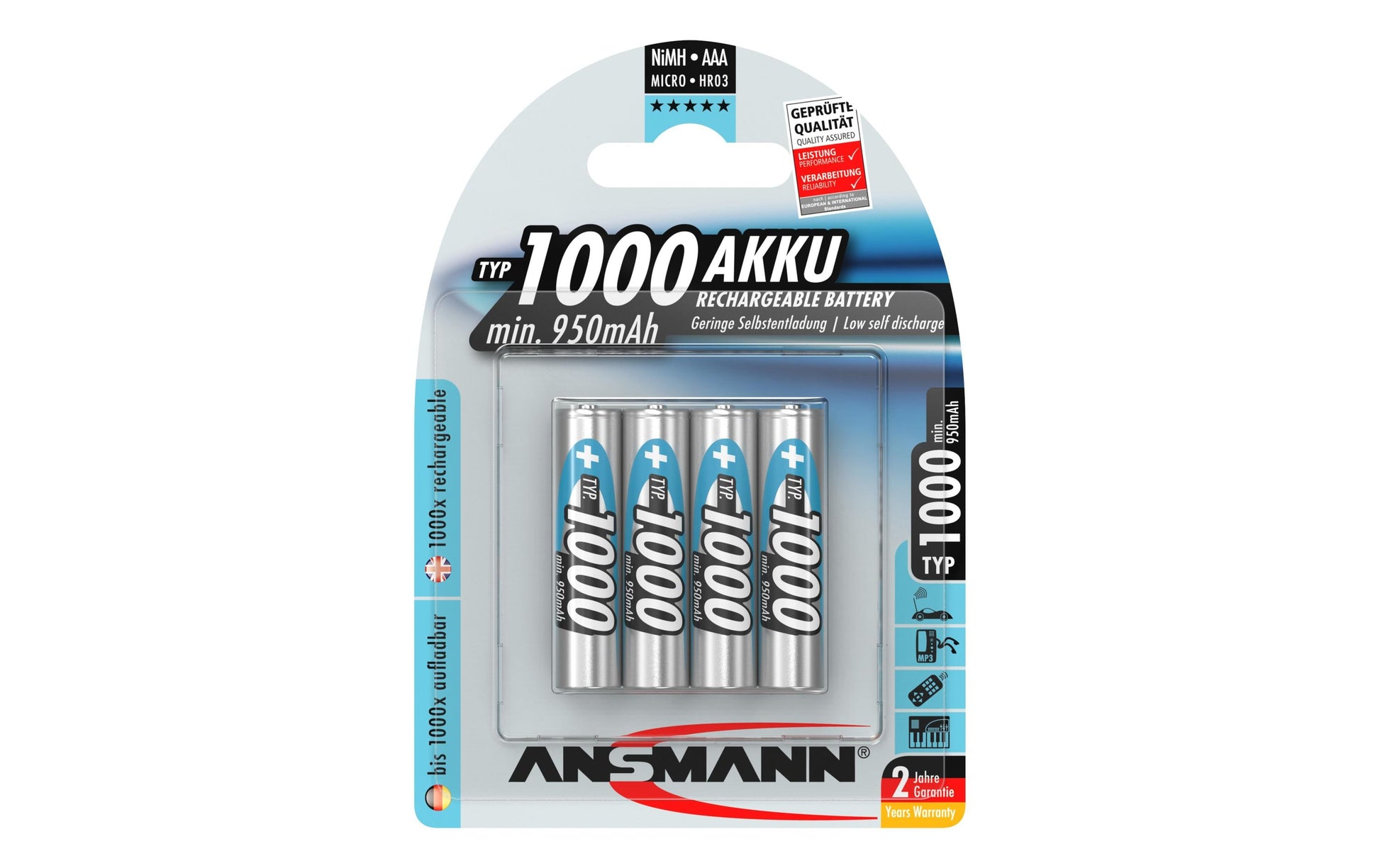 Ansmann Akku 1000 mAh Ni‑MH – für Geräte