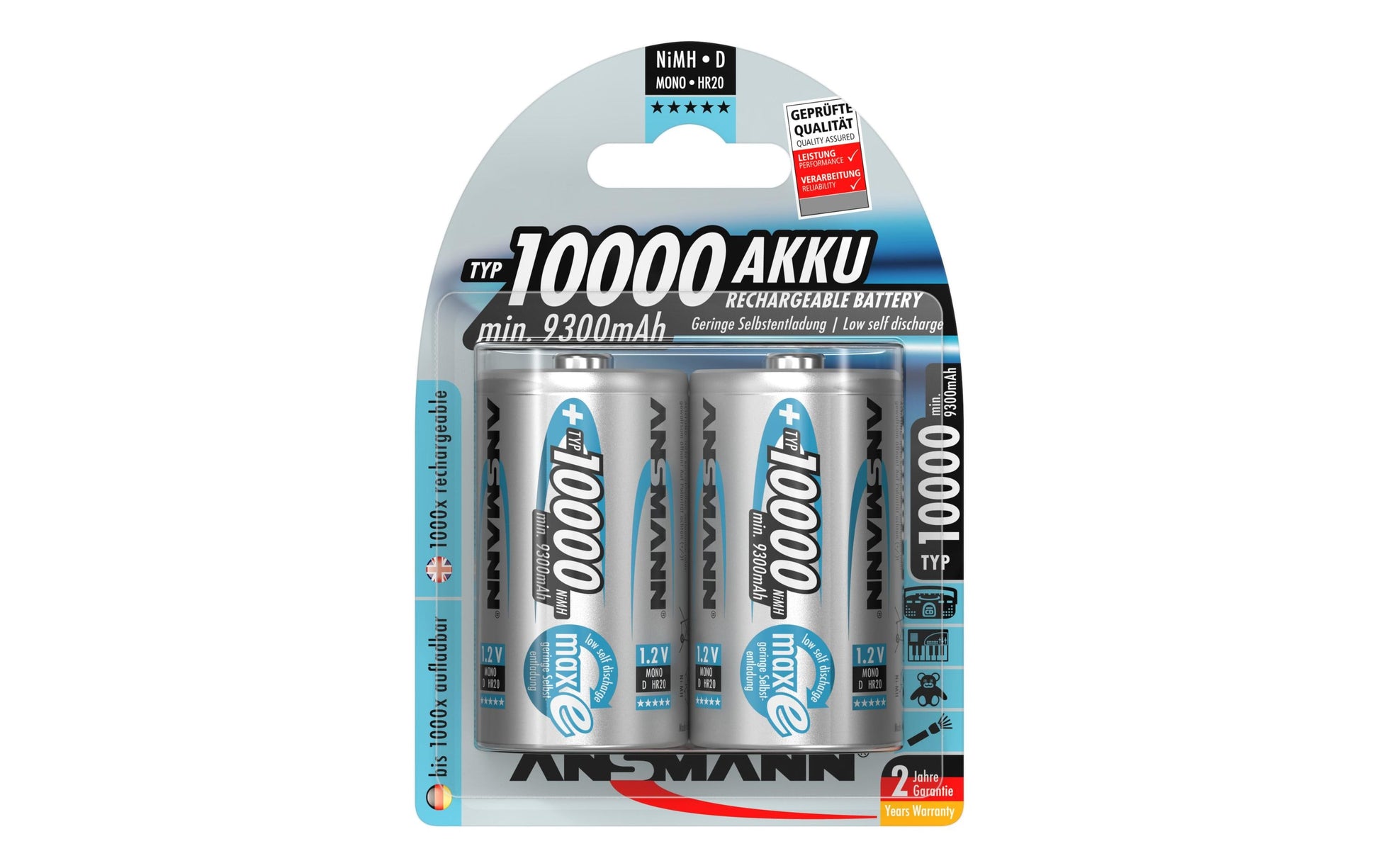 Ansmann Akku 1,2 V 10000 mAh 12,00 Wh Ni-MH