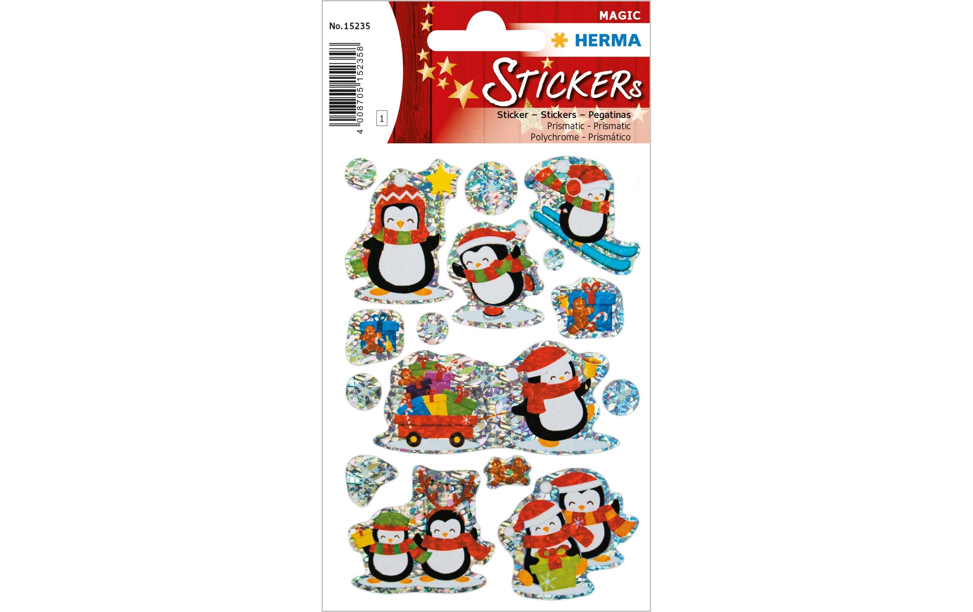 HERMA Schmucketiketten Winter Pinguine – 8 Stück – permanent