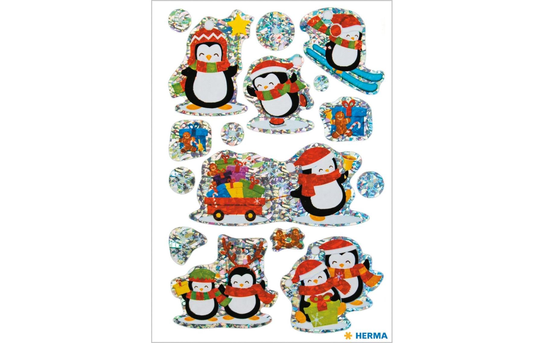 HERMA Schmucketiketten Winter Pinguine – 8 Stück – permanent