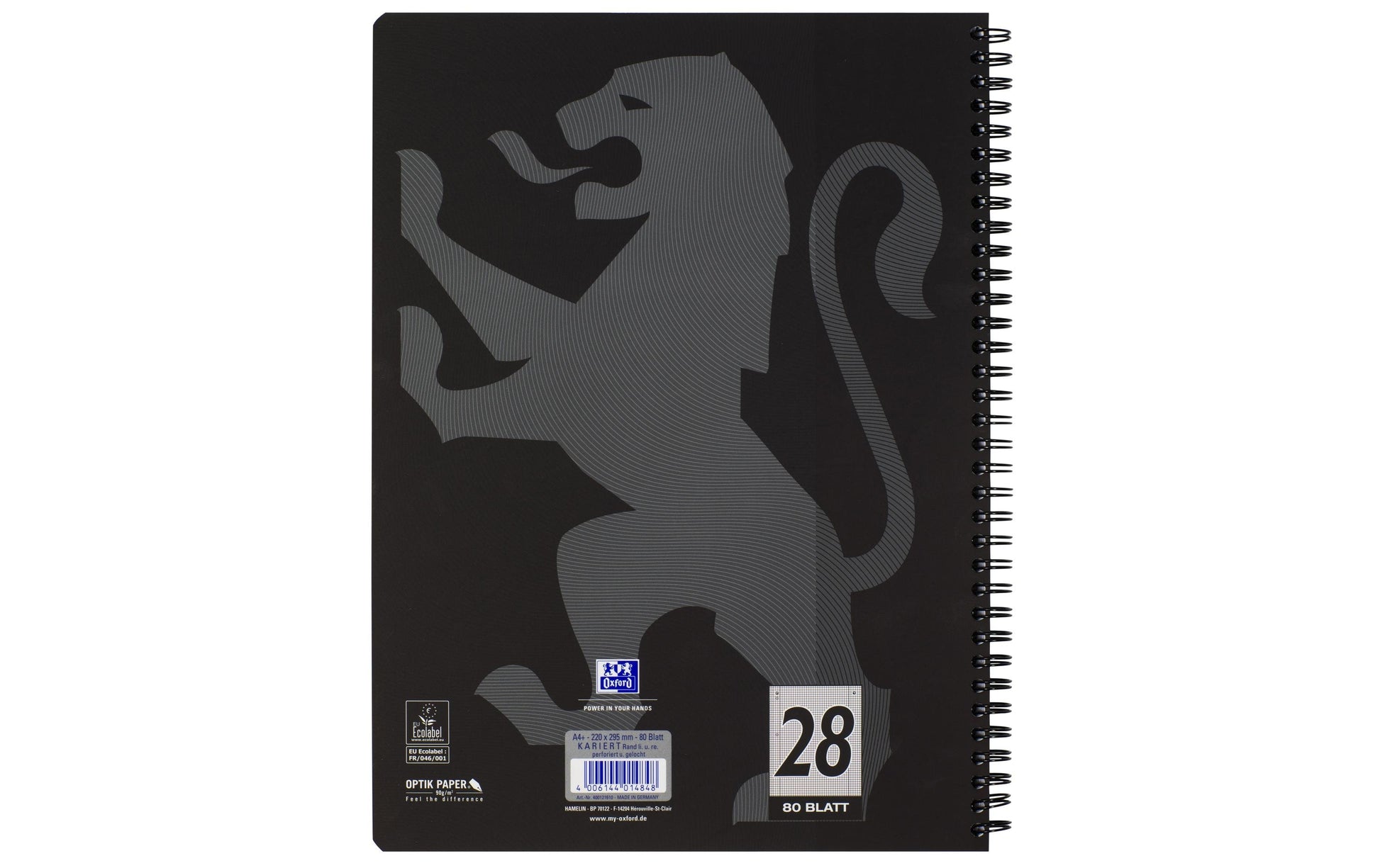 Oxford Collegeblock, Karton, 80 Blatt, 4-fach gelocht, perforiert, 90 g/m² – Schwarz, für SCRIBZEE App