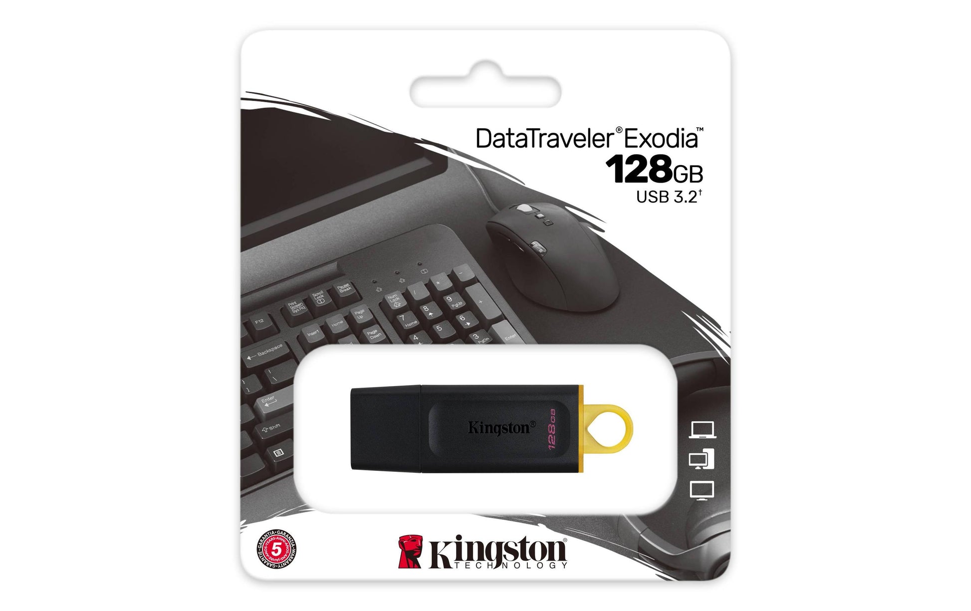 Kingston Technology Kingston DataTraveler Exodia USB-Stick – 128 GB, USB 3.2 Gen 1, Schwarz/Gelb