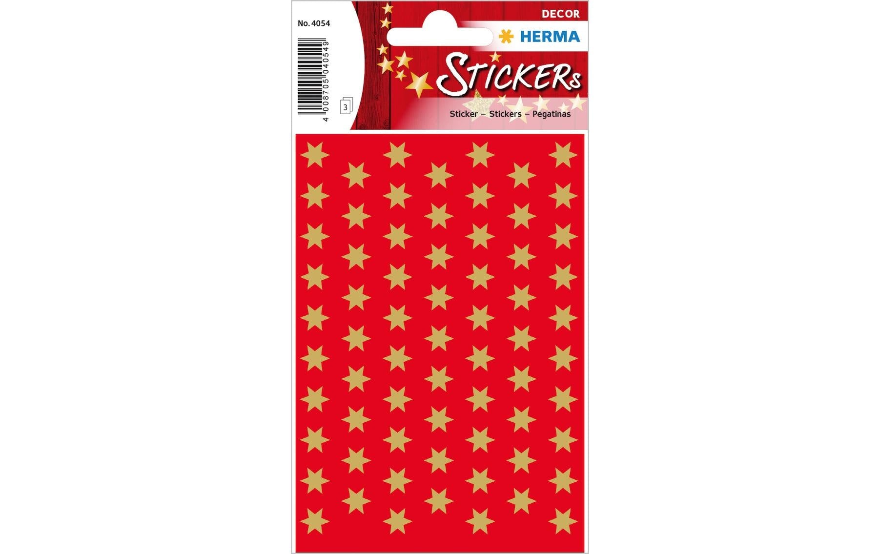 HERMA Schmucketiketten Sterne – 201 Stück – permanent – Gold – Ø 8 mm
