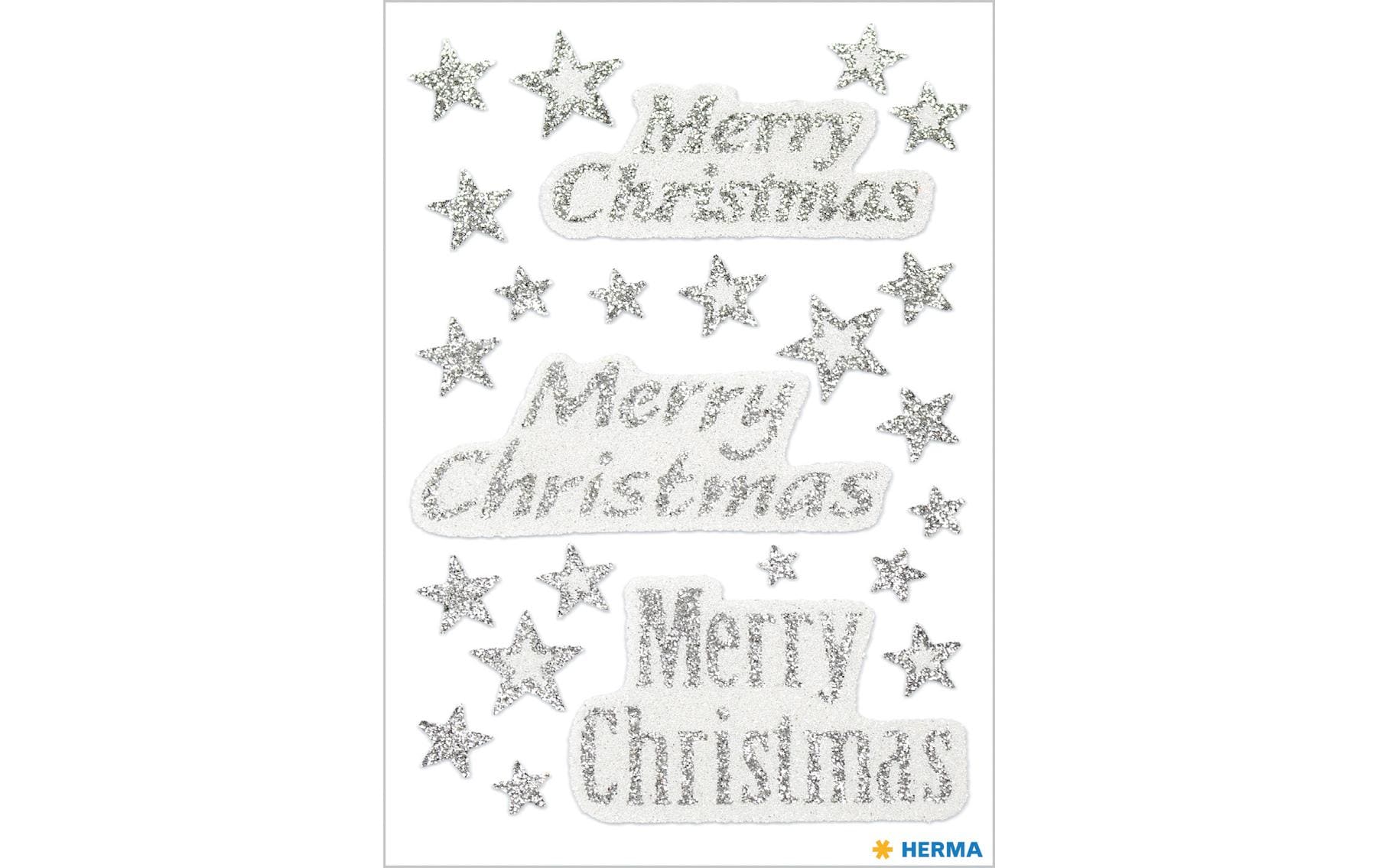 HERMA Schmucketiketten – Merry Christmas – 24 Stück – permanent – Silber