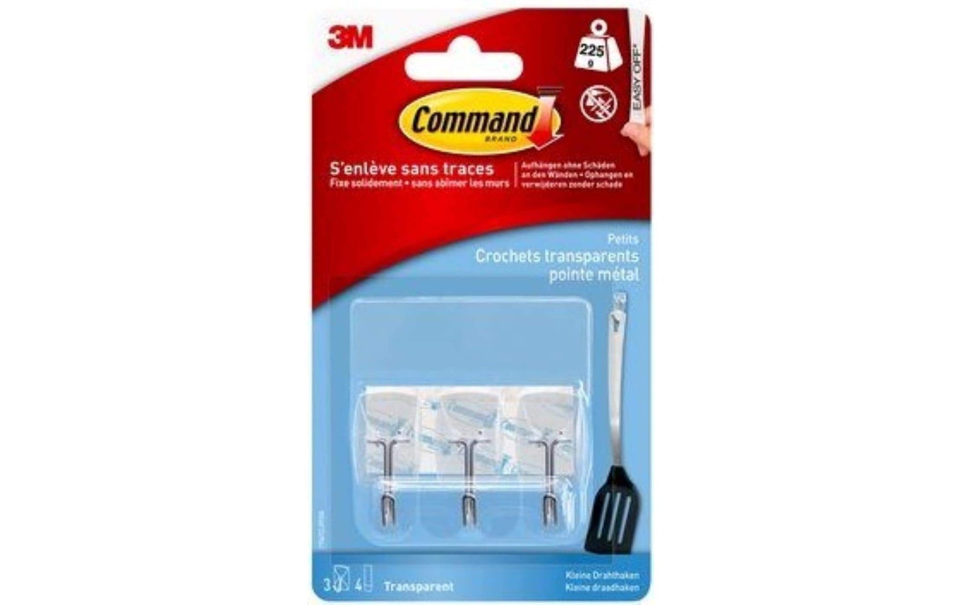 3M 17067CLR Haken – Kunststoff – Transparent (– 0,225 kg) – 19 × 41,4 mm – 7 Stück