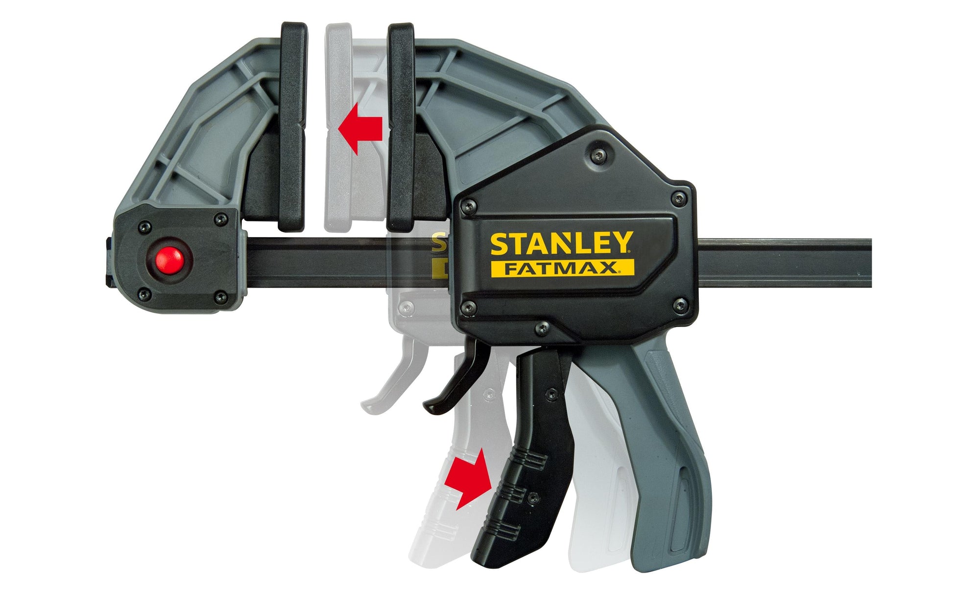 Stanley FATMAX XL Einhandzwinge – Spannweite 900 mm, Schliesskraft 270 kg – mit Klemmpads