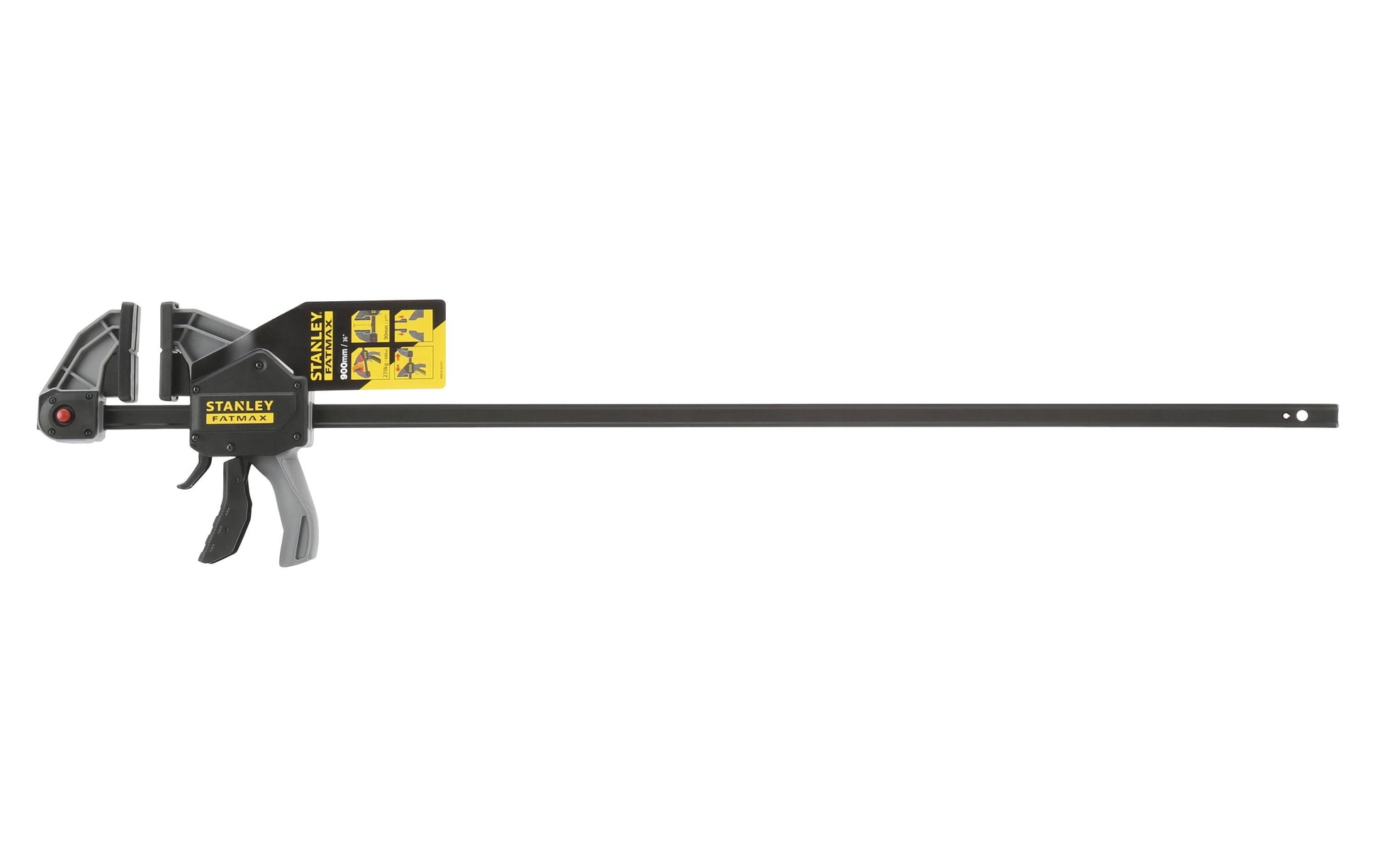Stanley FATMAX XL Einhandzwinge – Spannweite 900 mm, Schliesskraft 270 kg – mit Klemmpads