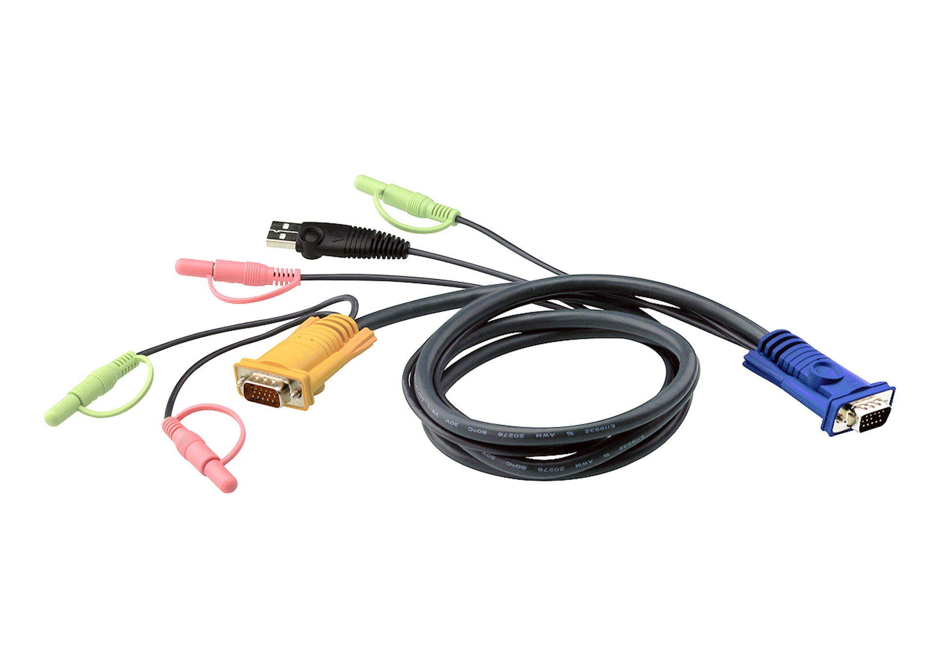 ATEN USB-KVM-Kabel HDB-15, USB-A, 2×3,5 mm zu SPHD-15, 2×3,5 mm – VGA – für ATEN KVM-Switches (CE7xx/CS17xx)